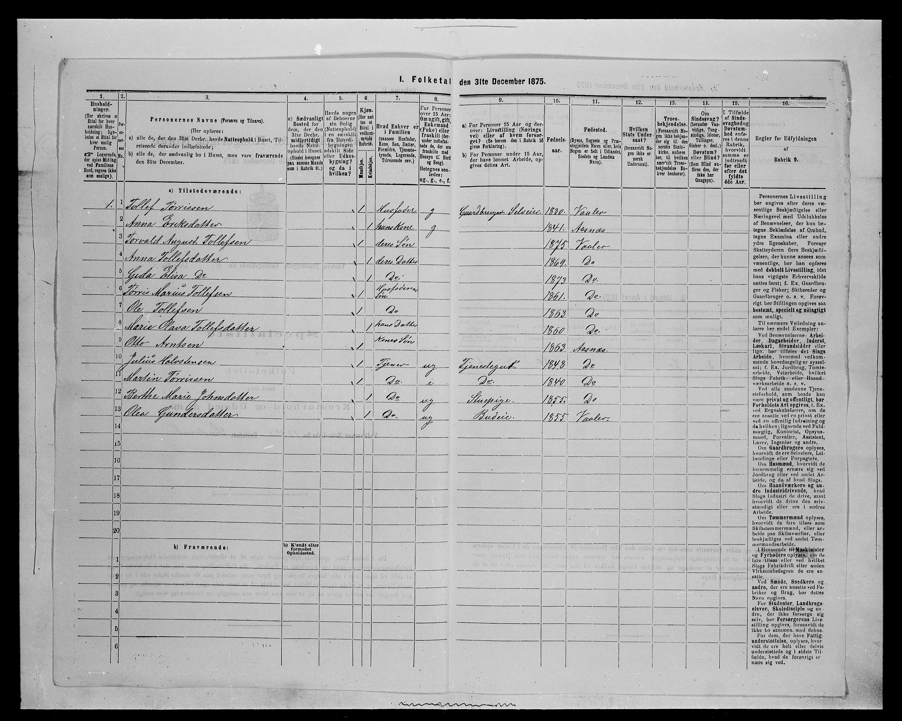 SAH, 1875 census for 0426P Våler parish (Hedmark), 1875, p. 503