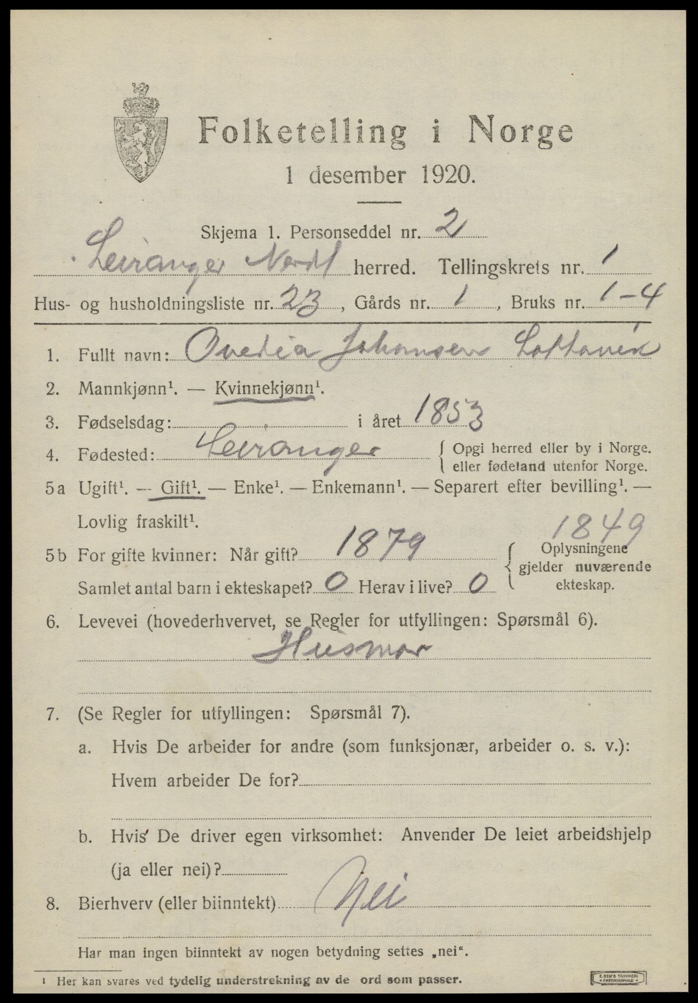 SAT, 1920 census for Leiranger, 1920, p. 763