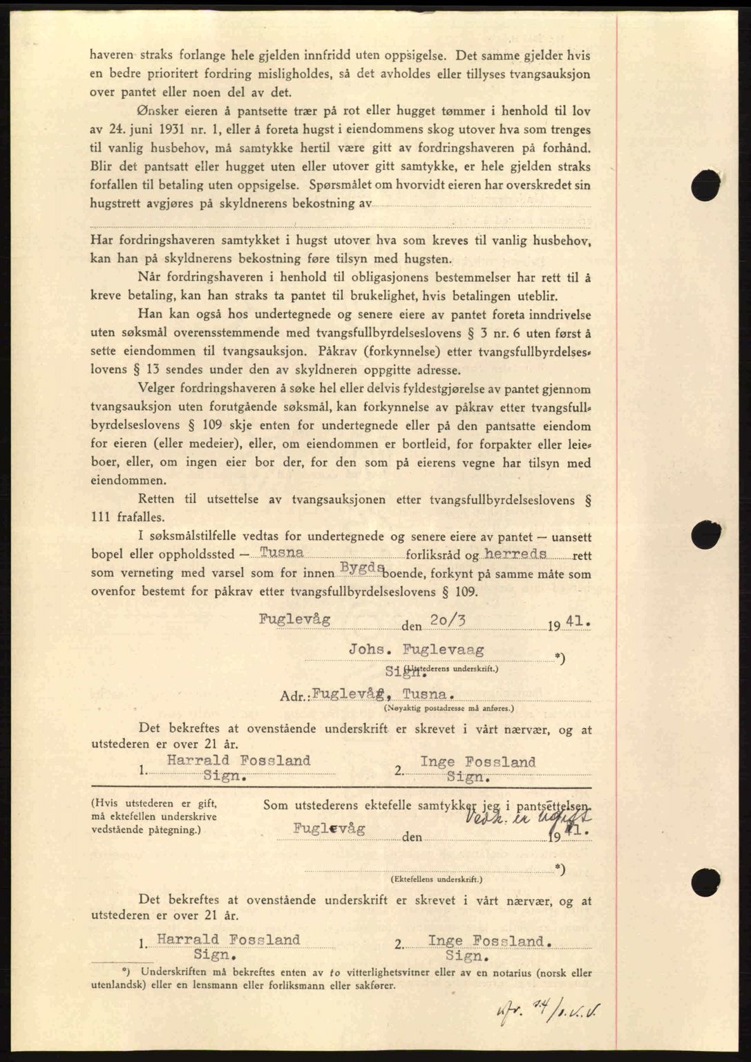 Nordmøre sorenskriveri, AV/SAT-A-4132/1/2/2Ca: Mortgage book no. B87, 1940-1941, Diary no: : 500/1941