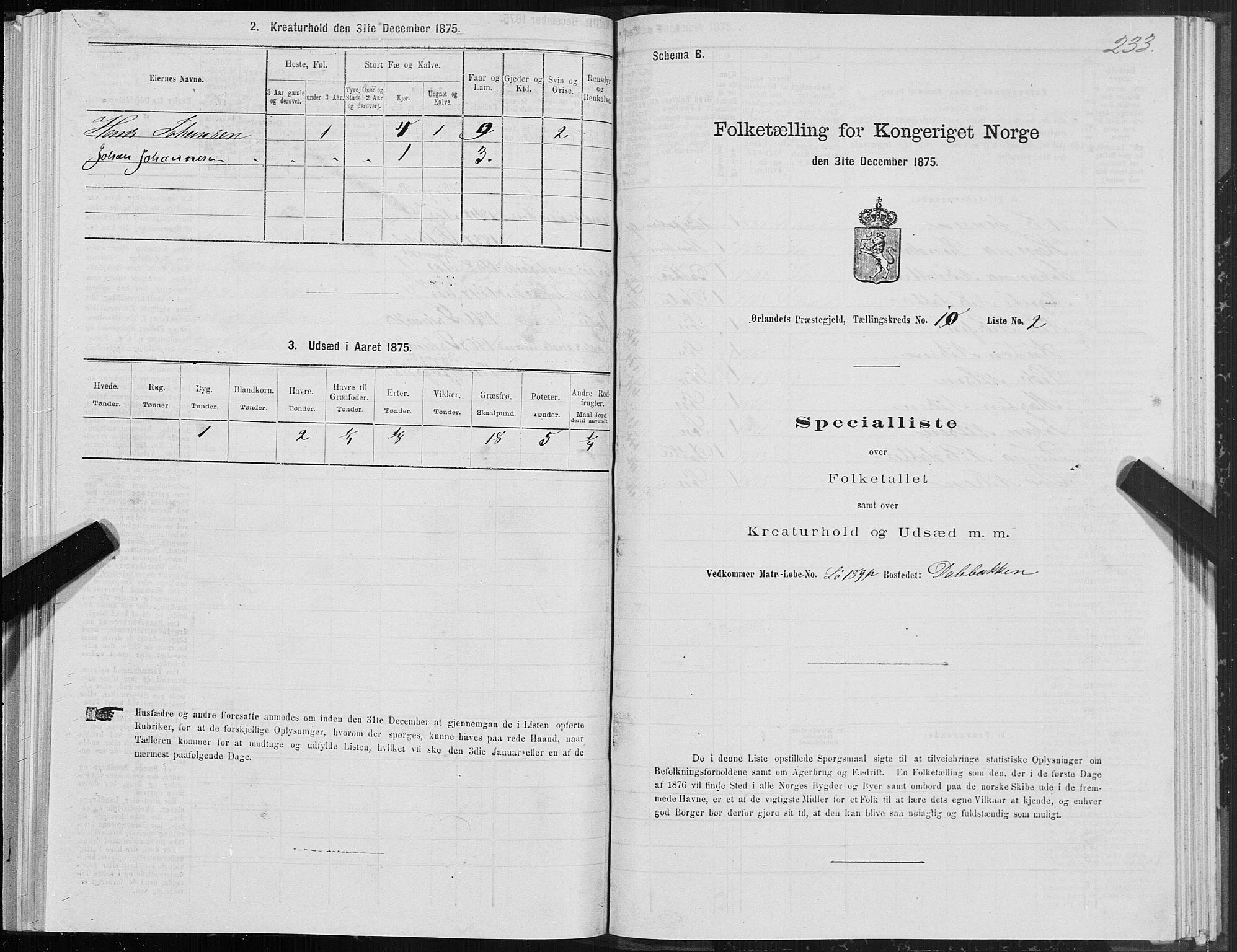 SAT, 1875 census for 1621P Ørland, 1875, p. 6233