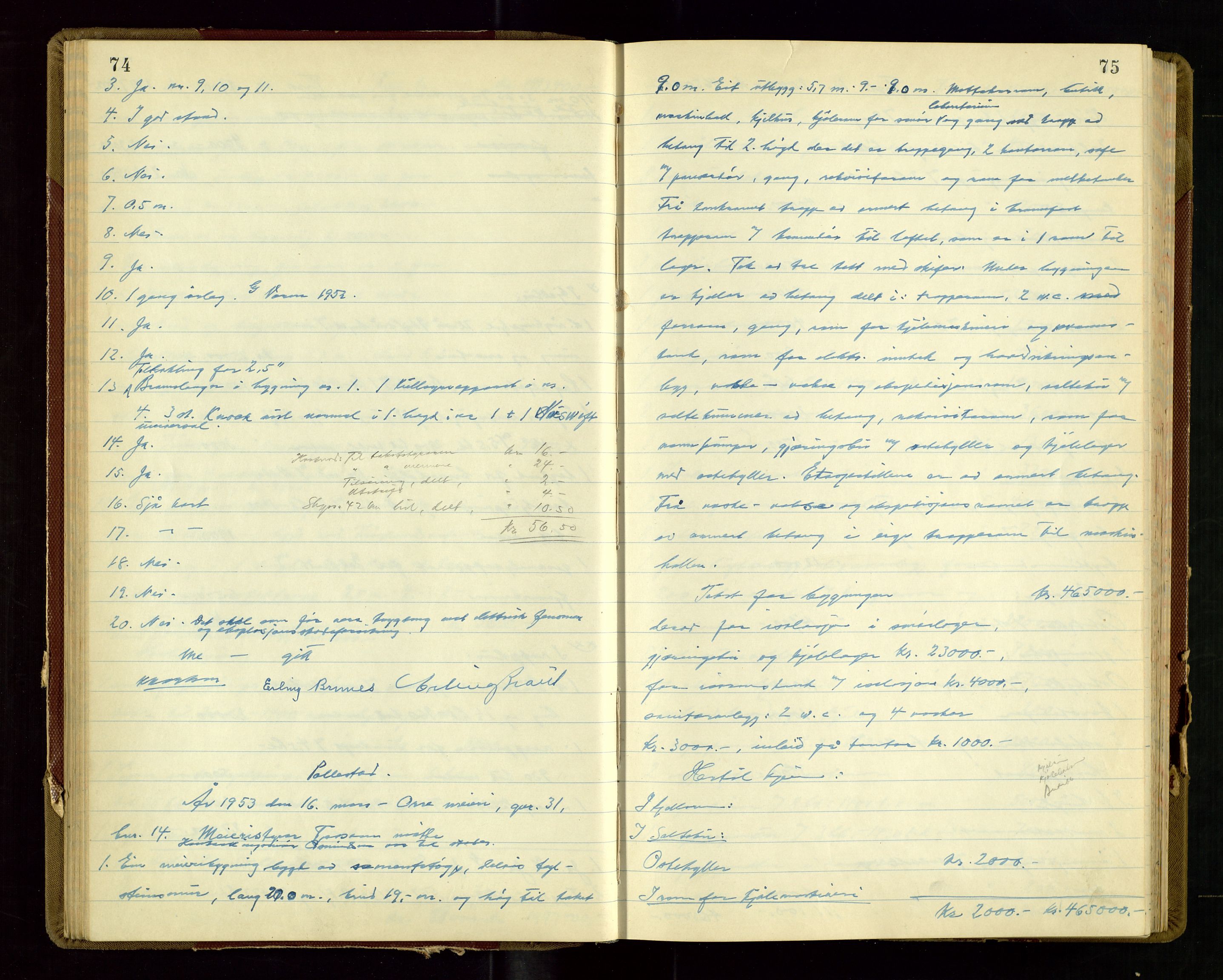 Klepp lensmannskontor, AV/SAST-A-100163/Gob/L0009: "Branntakstprotokoll", 1952-1955, p. 74-75