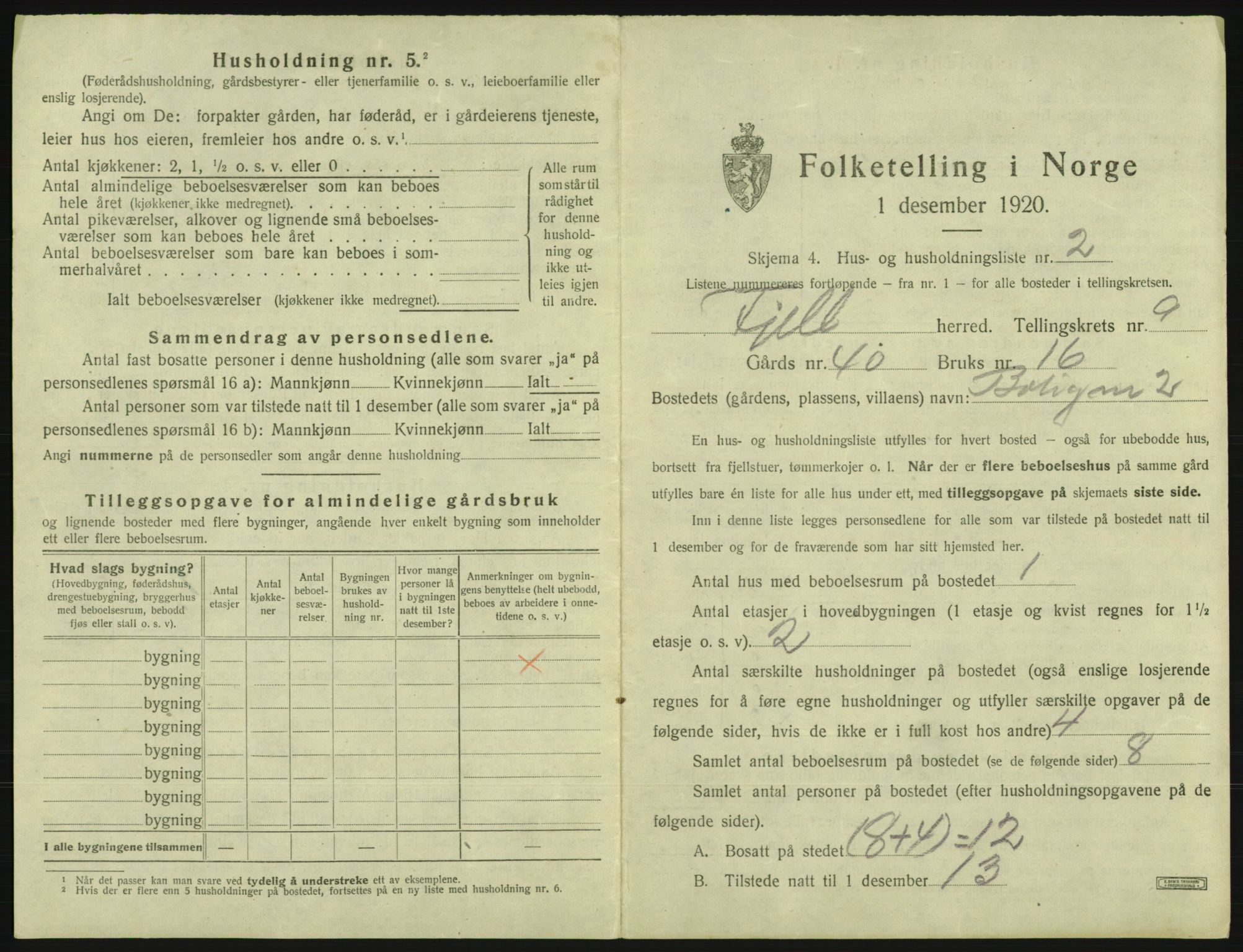 SAB, 1920 census for Fjell, 1920, p. 947