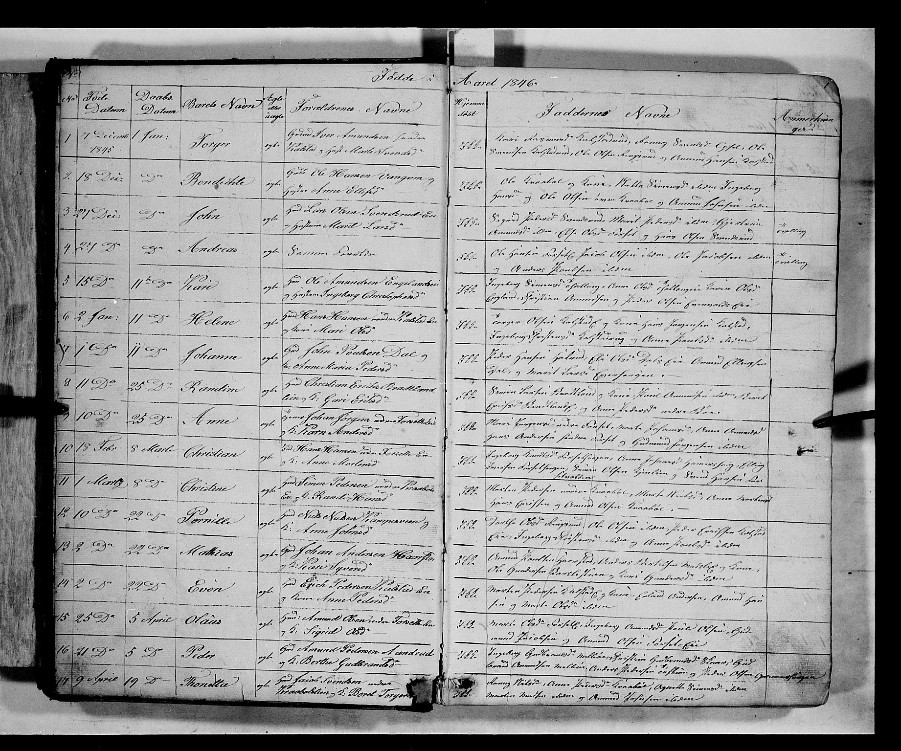 Gausdal prestekontor, SAH/PREST-090/H/Ha/Hab/L0005: Parish register (copy) no. 5, 1846-1867, p. 1