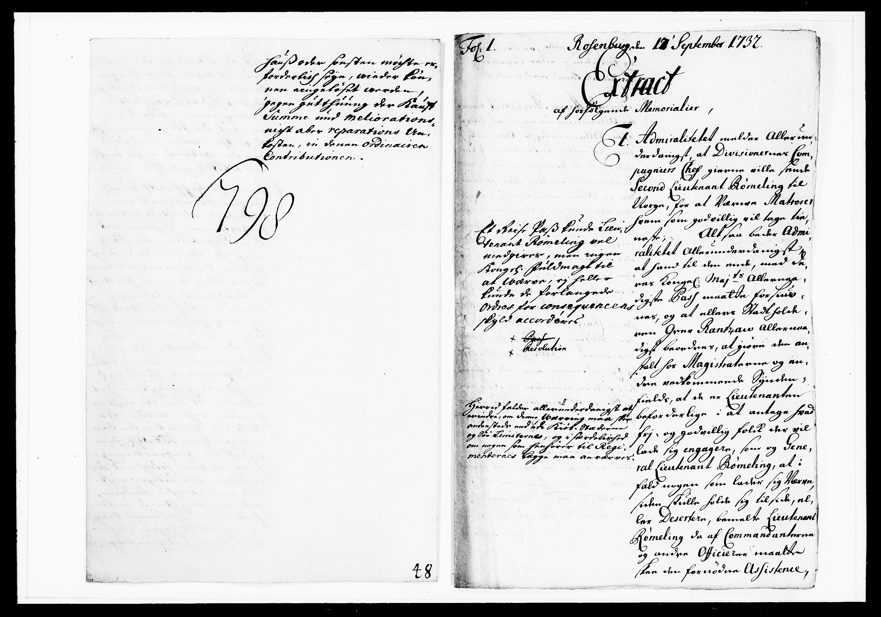 Krigskollegiet, Krigskancelliet, DRA/A-0006/-/1103-1107: Refererede sager, 1732, p. 241