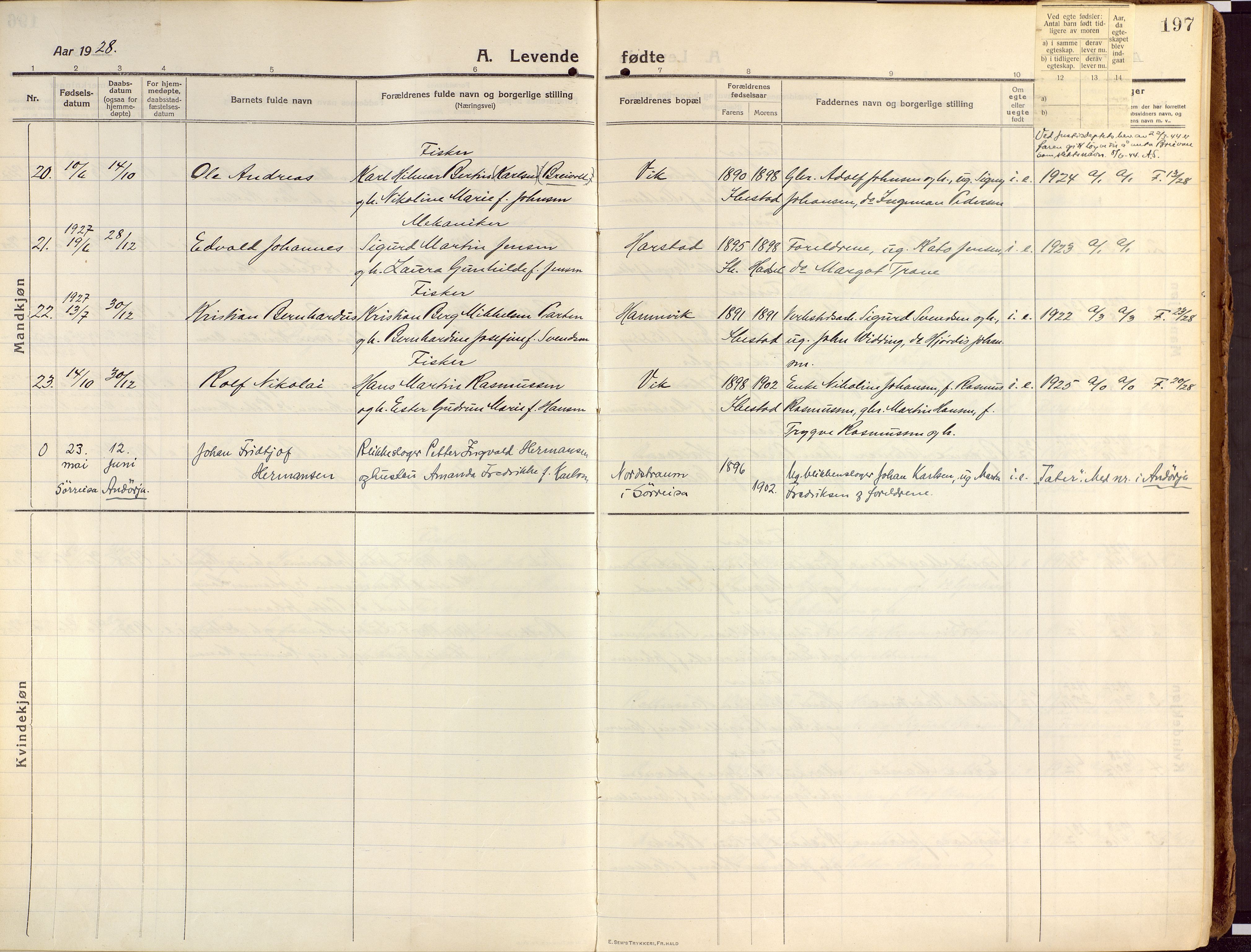 Ibestad sokneprestembete, SATØ/S-0077/H/Ha/Haa/L0018kirke: Parish register (official) no. 18, 1915-1929, p. 197