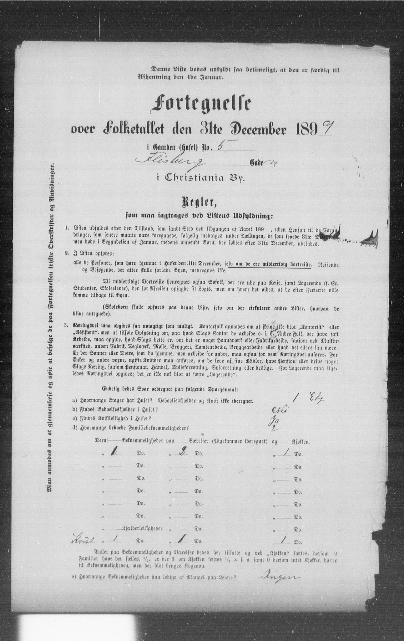 OBA, Municipal Census 1899 for Kristiania, 1899, p. 3283