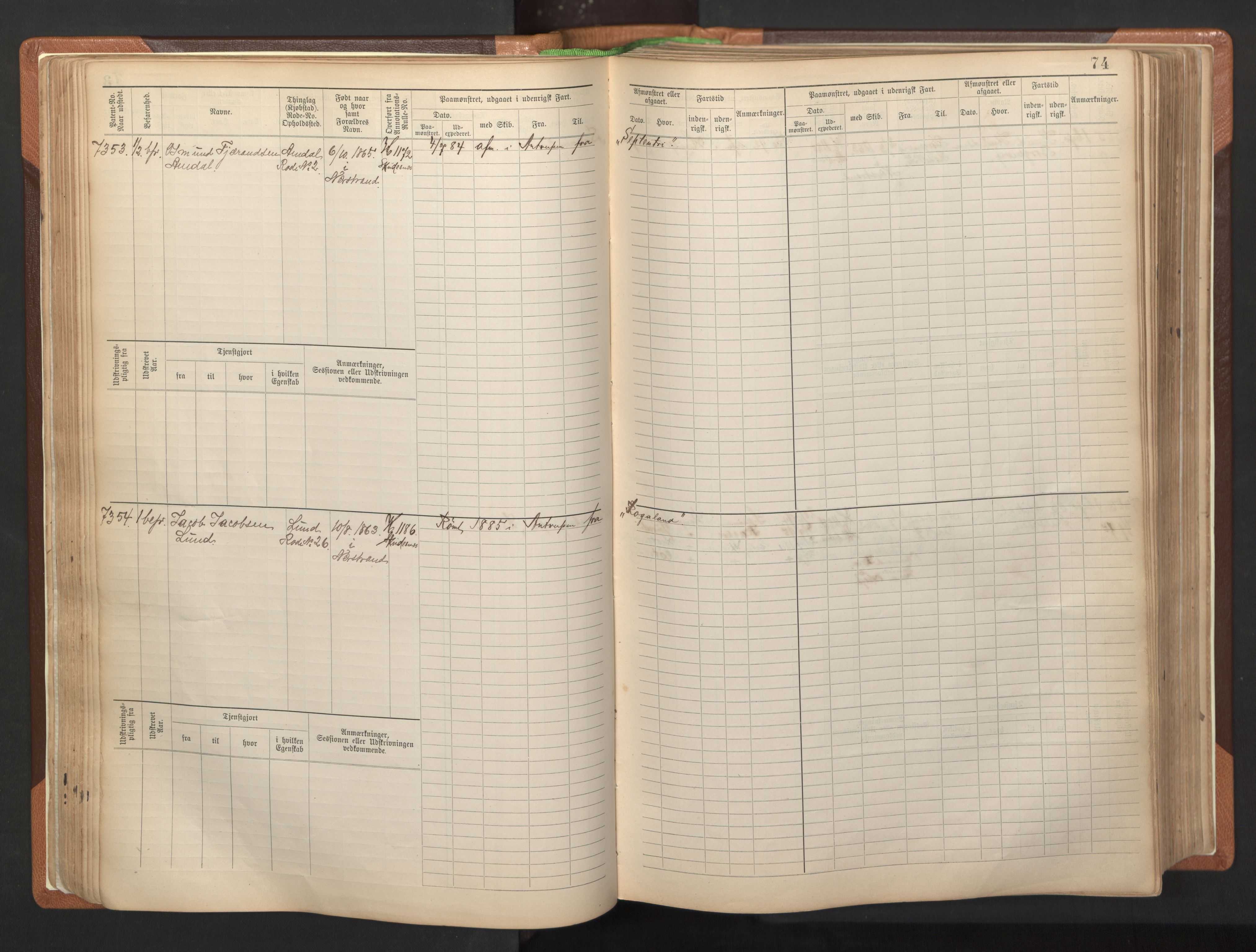 Stavanger sjømannskontor, AV/SAST-A-102006/F/Fb/Fbb/L0012: Sjøfartshovedrulle, patentnr. 7207-8158, 1894-1904, p. 77