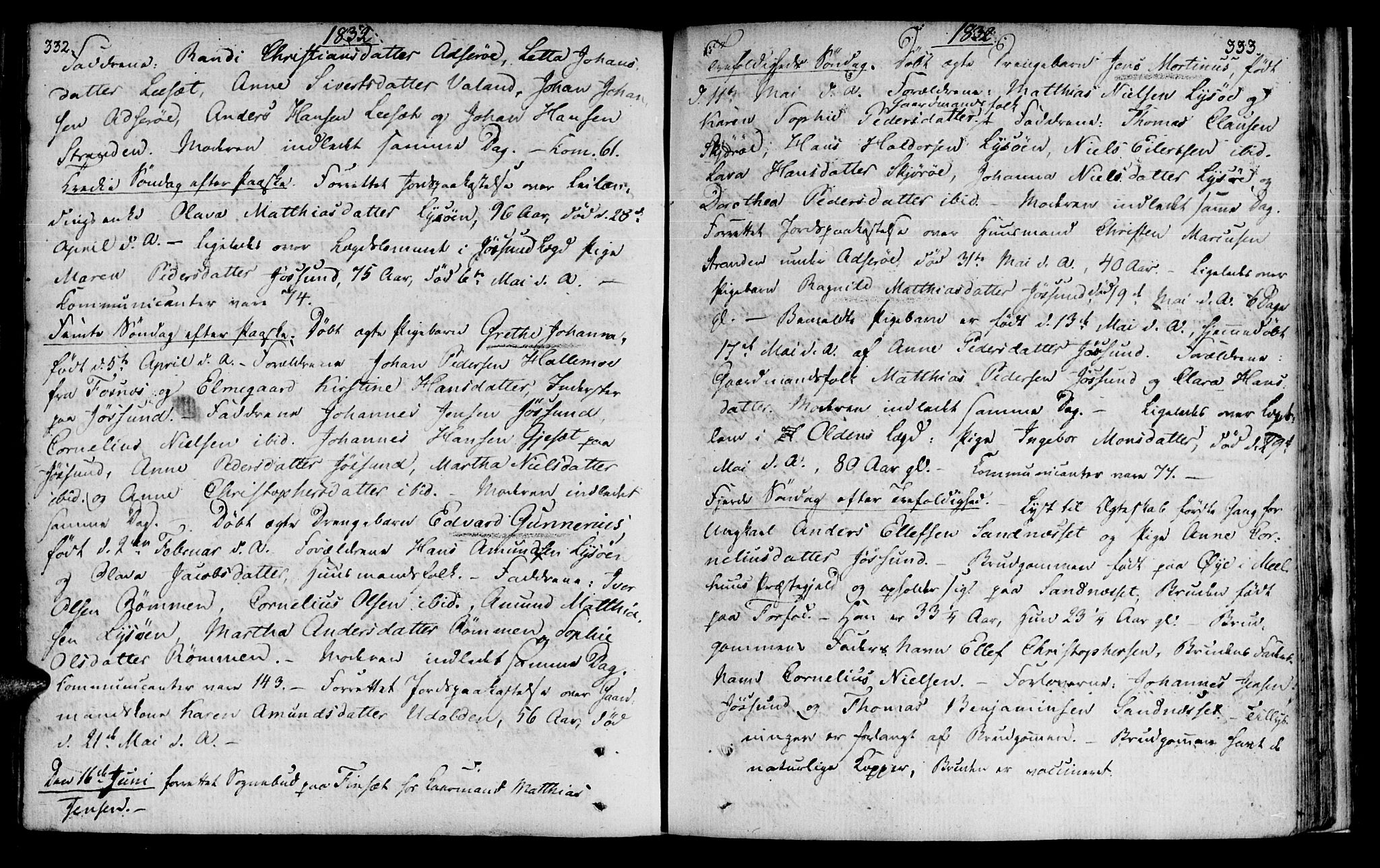 Ministerialprotokoller, klokkerbøker og fødselsregistre - Sør-Trøndelag, SAT/A-1456/655/L0674: Parish register (official) no. 655A03, 1802-1826, p. 332-333