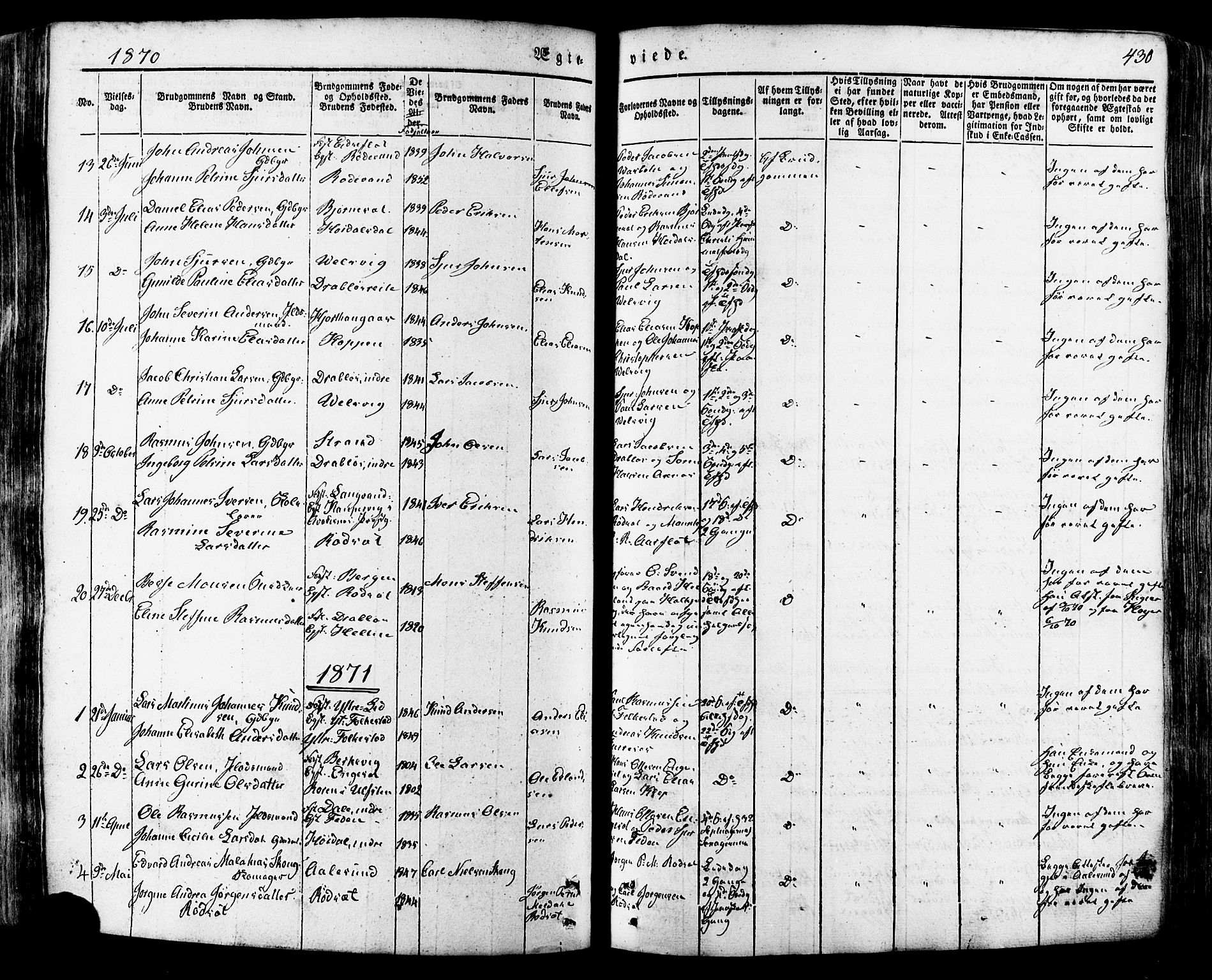 Ministerialprotokoller, klokkerbøker og fødselsregistre - Møre og Romsdal, SAT/A-1454/511/L0140: Parish register (official) no. 511A07, 1851-1878, p. 430