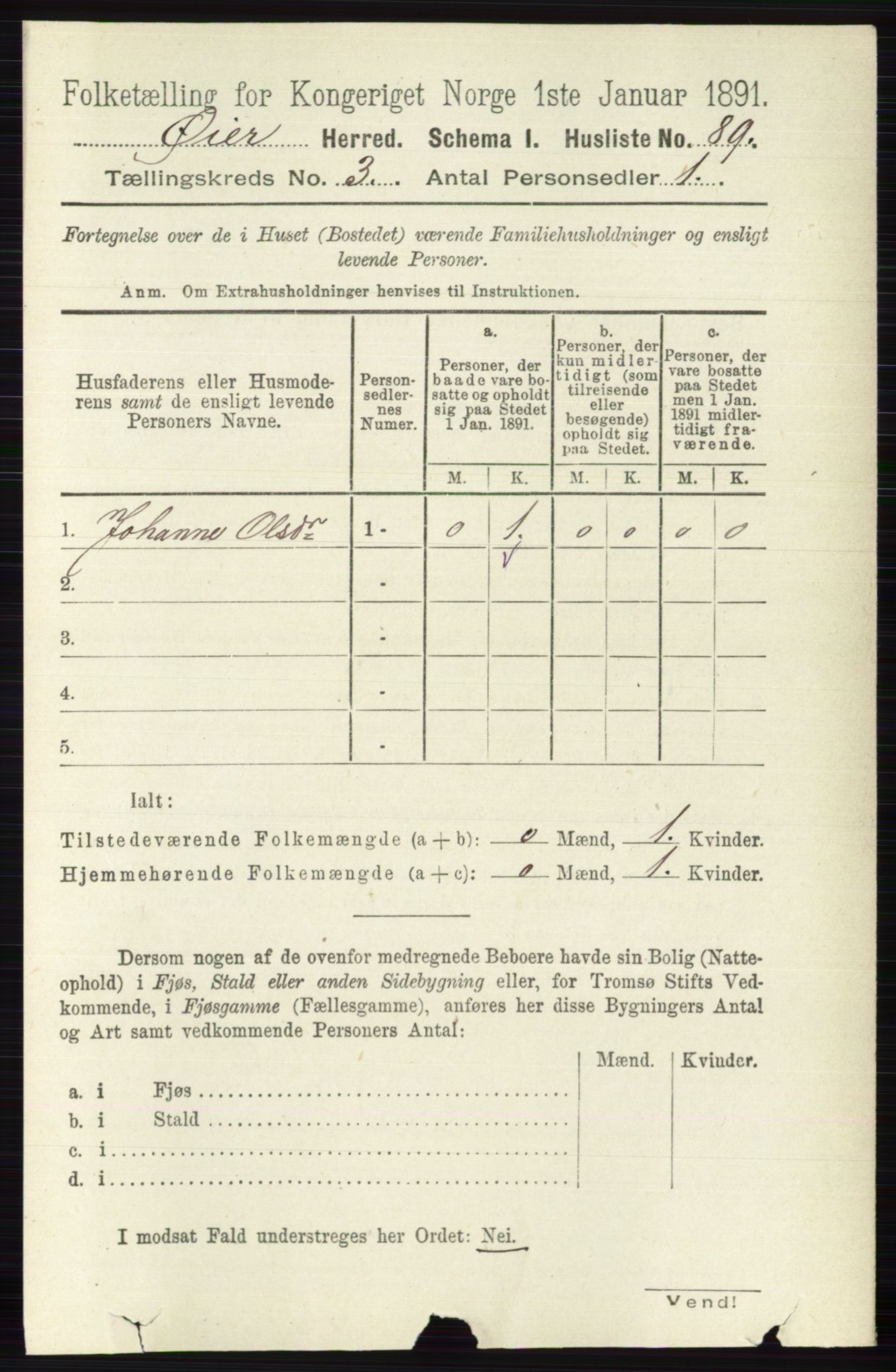 RA, 1891 census for 0521 Øyer, 1891, p. 714