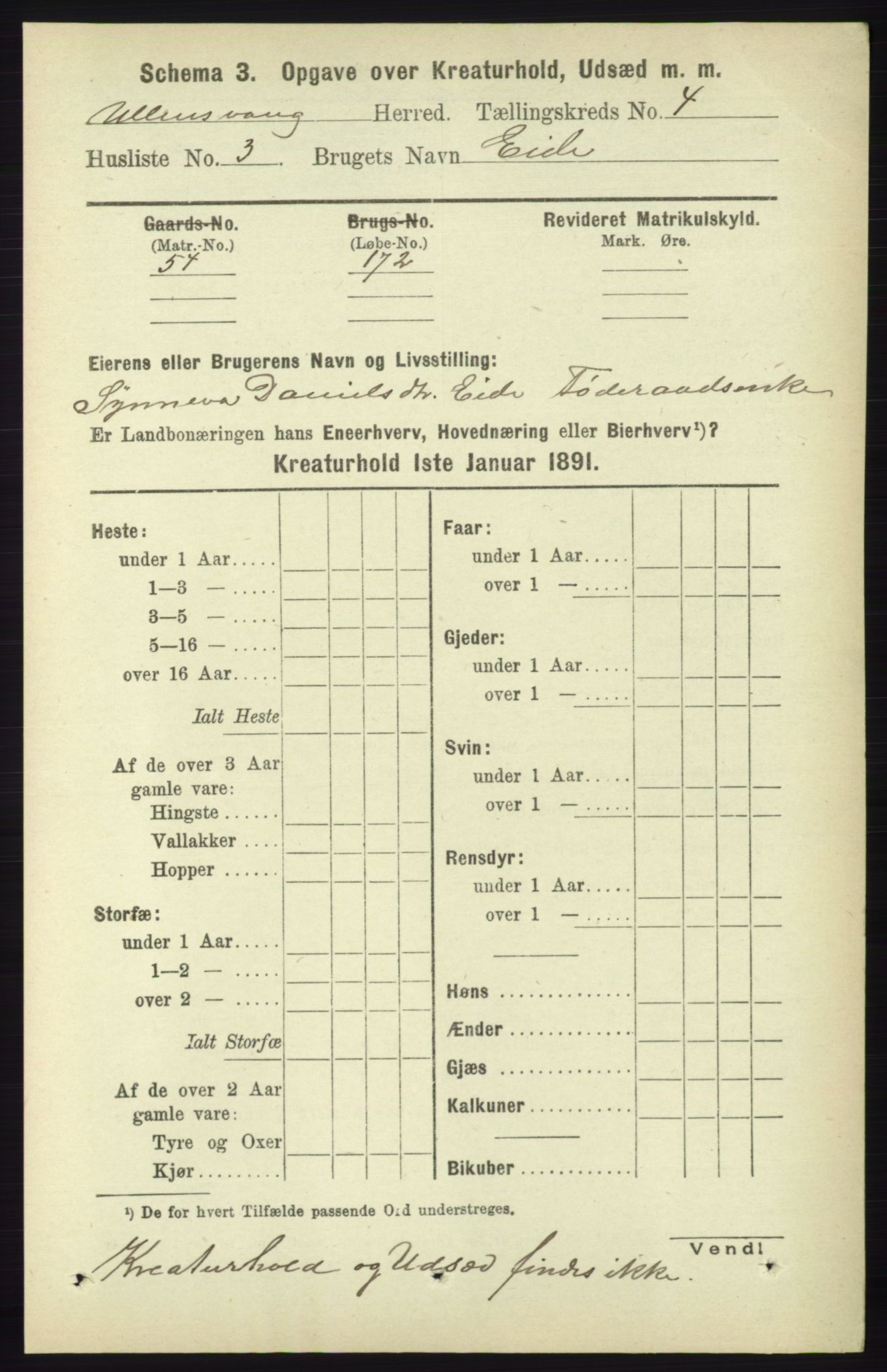 RA, 1891 census for 1230 Ullensvang, 1891, p. 6910