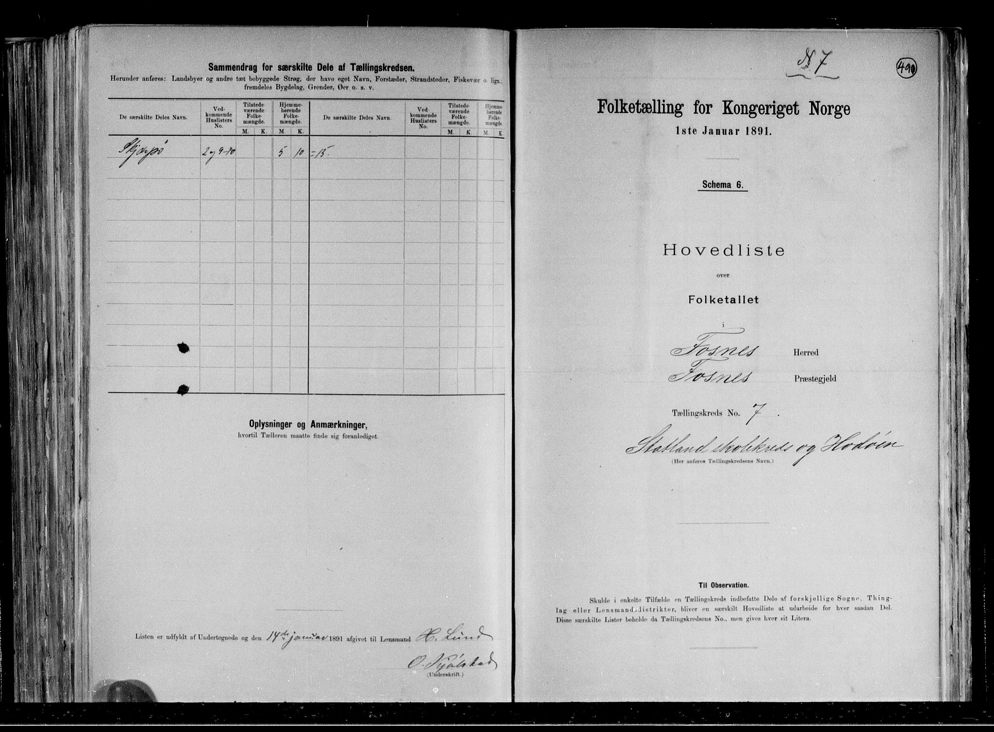 RA, 1891 census for 1748 Fosnes, 1891, p. 20