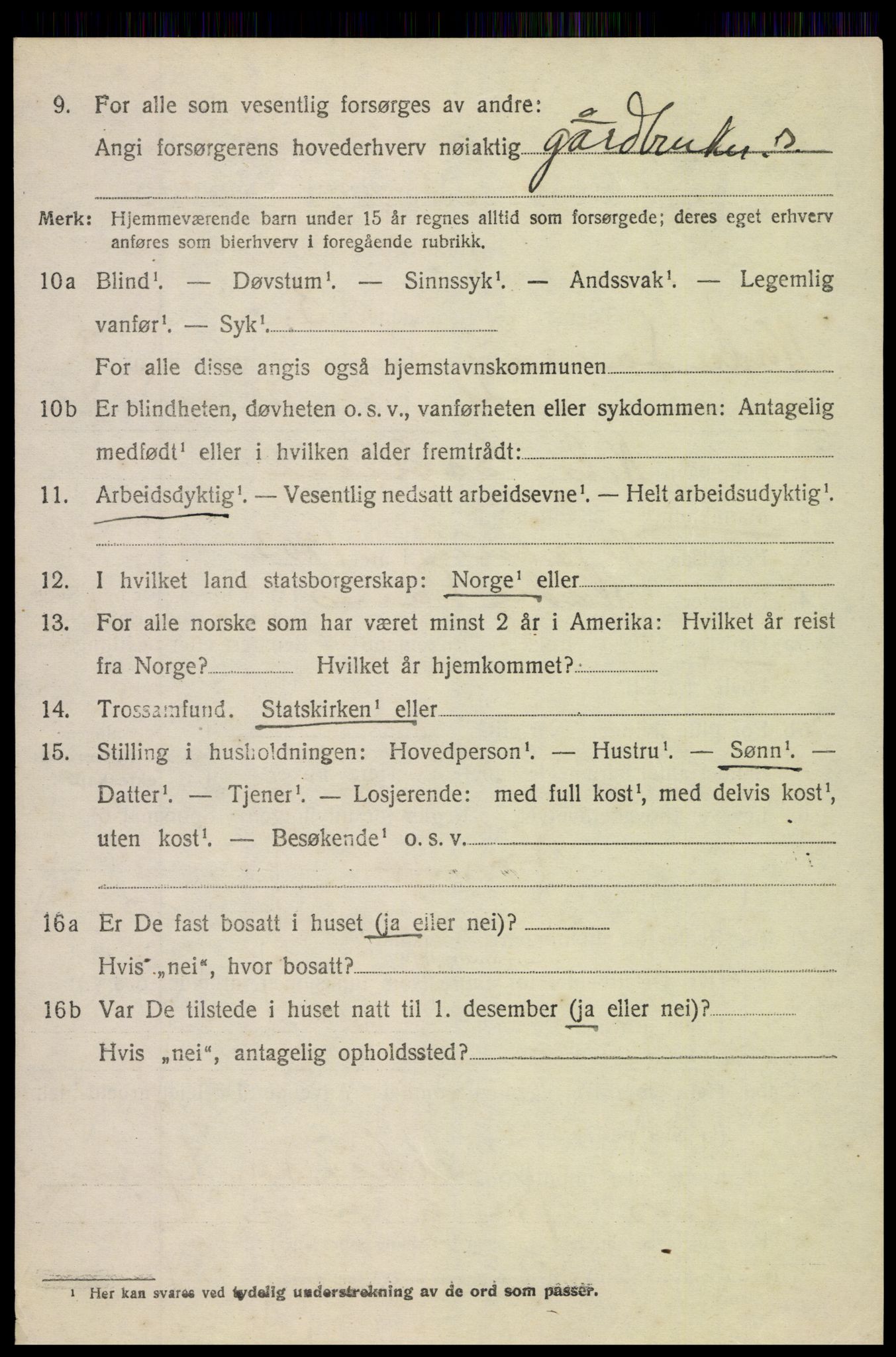 SAH, 1920 census for Nordre Land, 1920, p. 2460