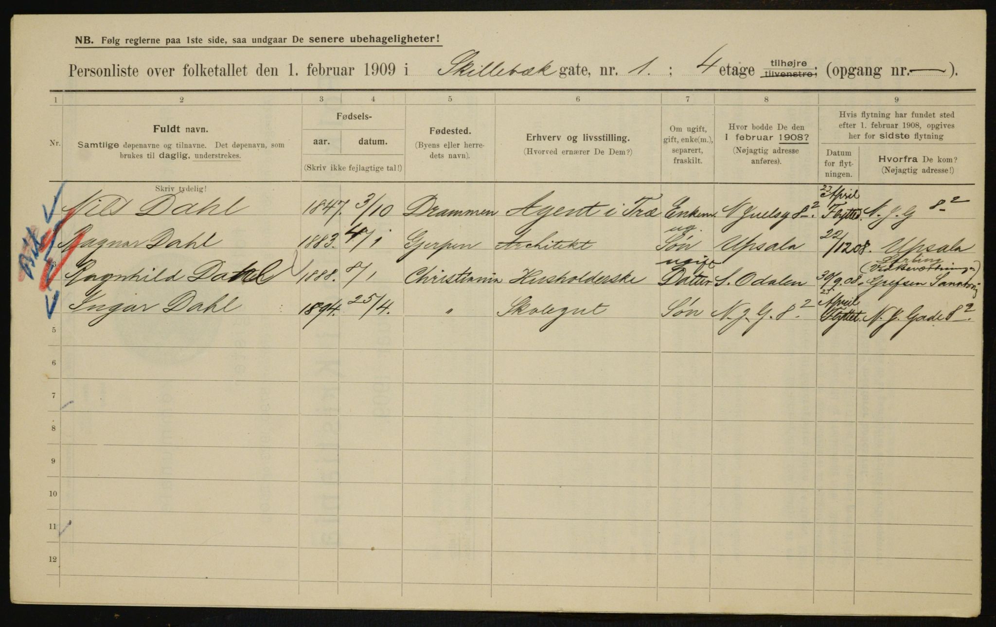 OBA, Municipal Census 1909 for Kristiania, 1909, p. 86489