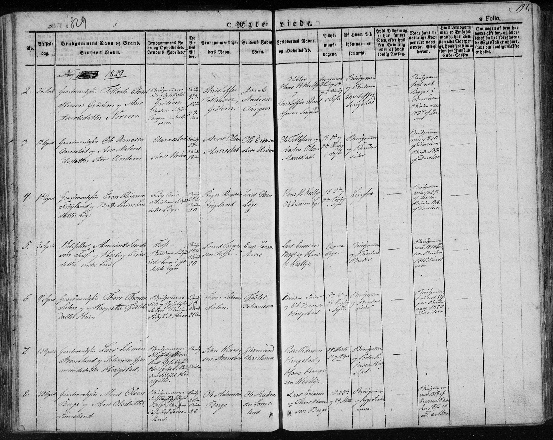 Lye sokneprestkontor, AV/SAST-A-101794/001/30BA/L0004: Parish register (official) no. A 4, 1826-1841, p. 197