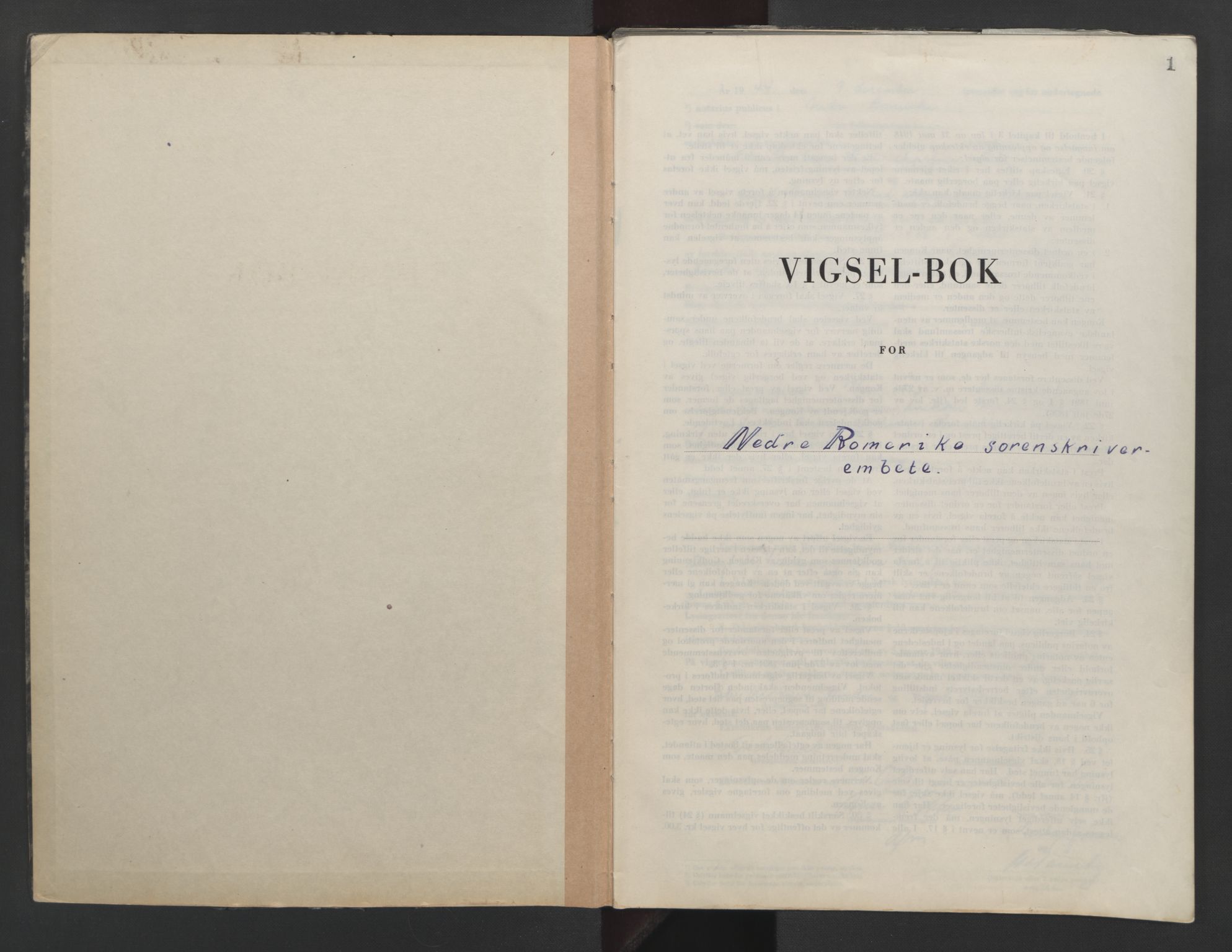 Nedre Romerike sorenskriveri, SAO/A-10469/L/Lb/L0006: Vigselsbok - borgerlige vielser, 1944-1946, p. 1