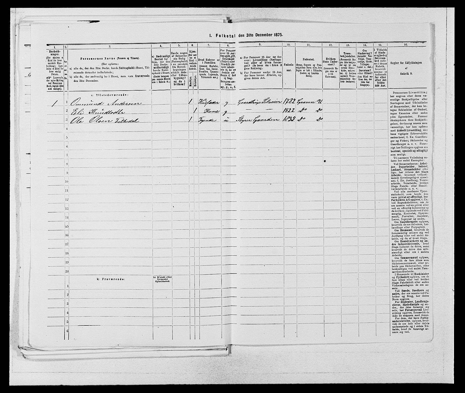 SAB, 1875 census for 1233P Ulvik, 1875, p. 1130