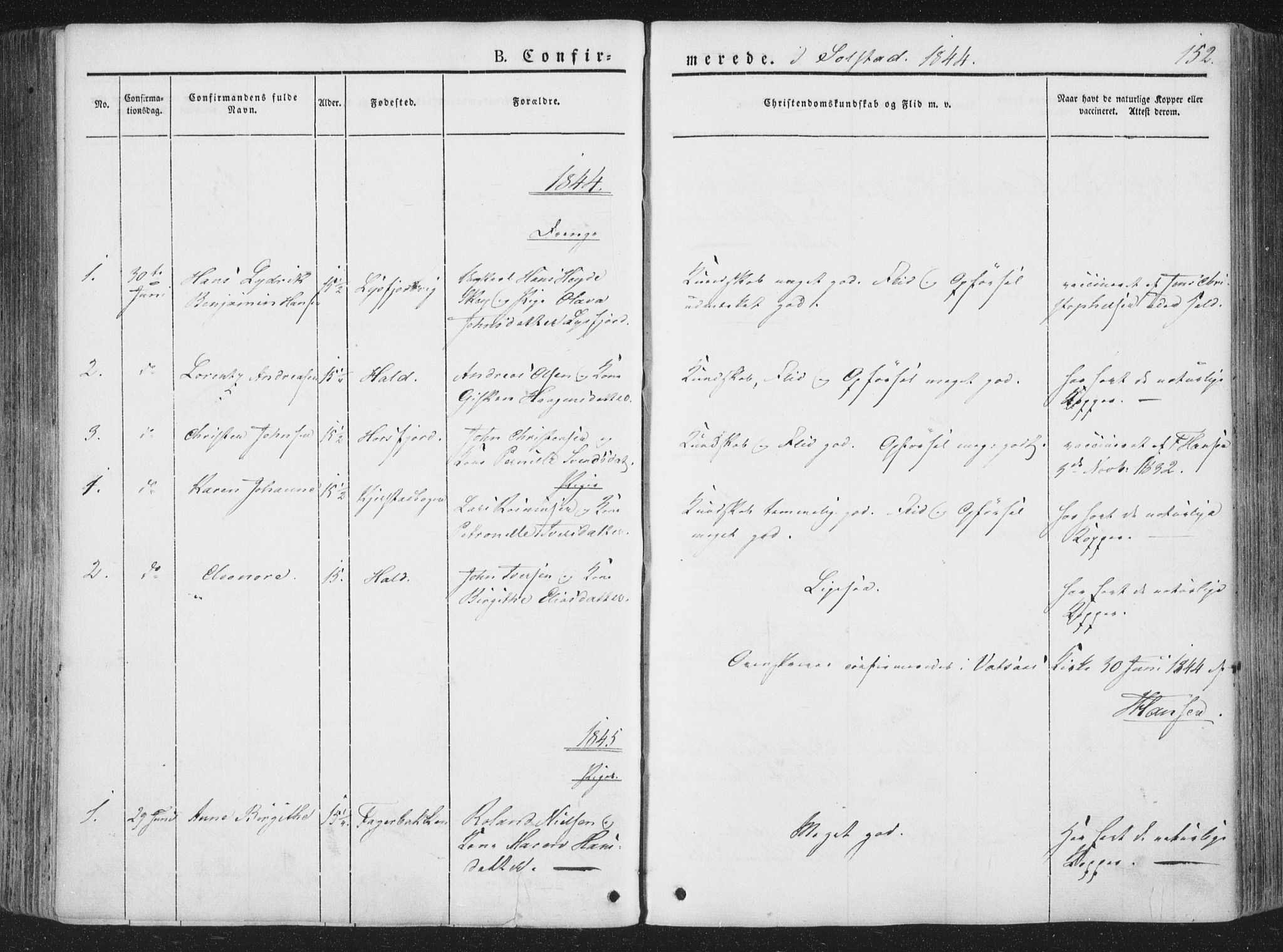 Ministerialprotokoller, klokkerbøker og fødselsregistre - Nordland, AV/SAT-A-1459/810/L0145: Parish register (official) no. 810A07 /2, 1841-1862, p. 152