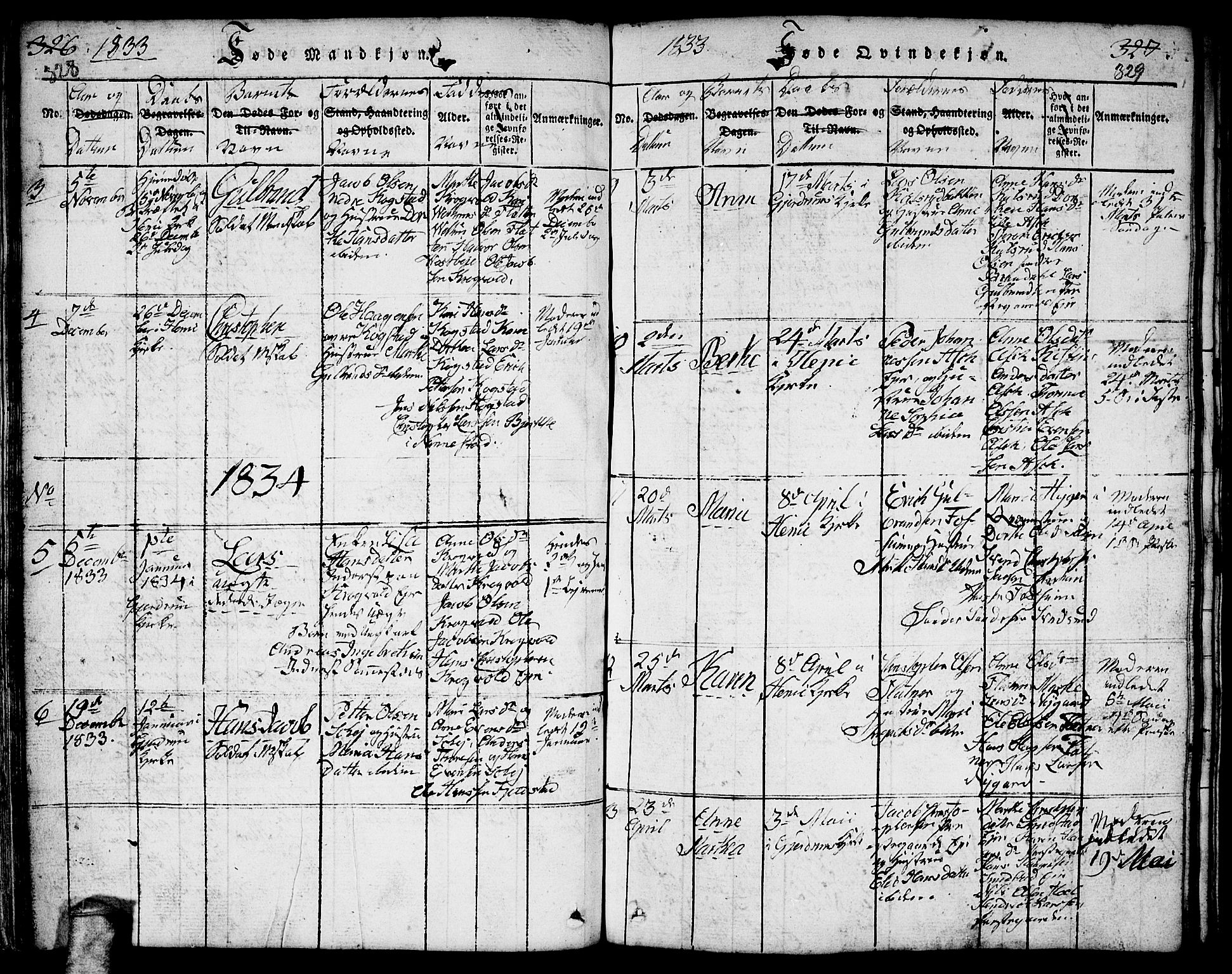 Gjerdrum prestekontor Kirkebøker, AV/SAO-A-10412b/F/Fa/L0004: Parish register (official) no. I 4, 1816-1836, p. 328-329