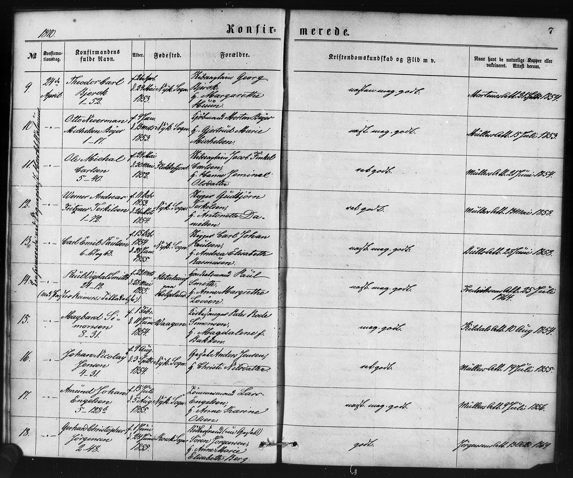 Nykirken Sokneprestembete, SAB/A-77101/H/Haa/L0025: Parish register (official) no. C 4, 1870-1886, p. 7