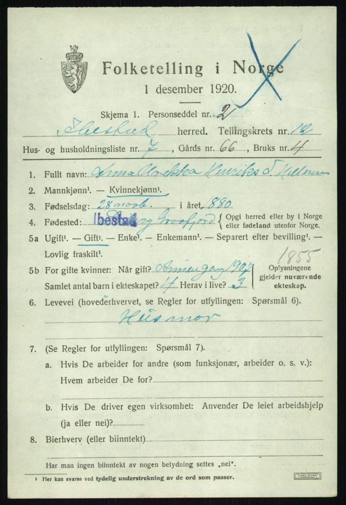 SATØ, 1920 census for Ibestad, 1920, p. 6455