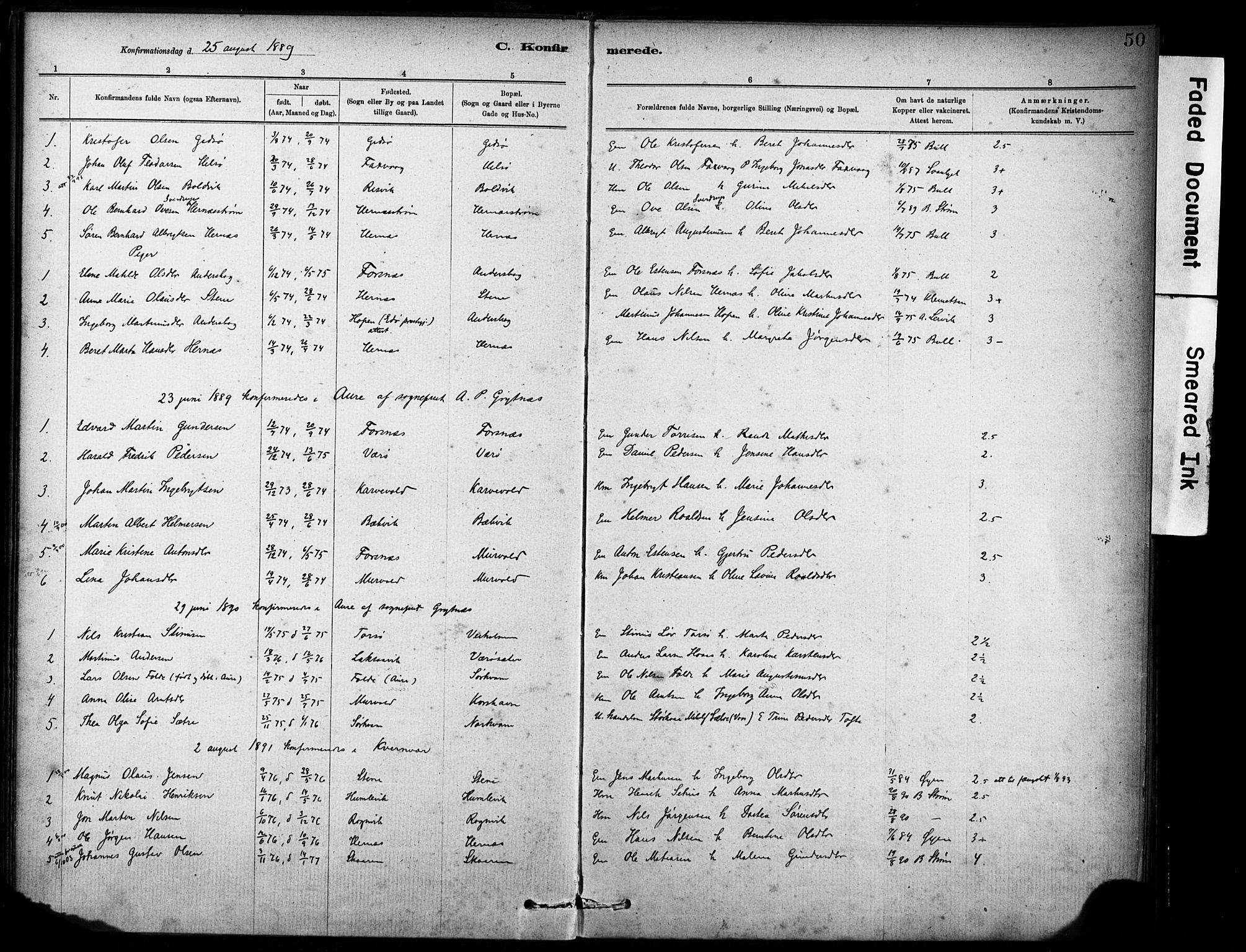 Ministerialprotokoller, klokkerbøker og fødselsregistre - Sør-Trøndelag, SAT/A-1456/635/L0551: Parish register (official) no. 635A01, 1882-1899, p. 50