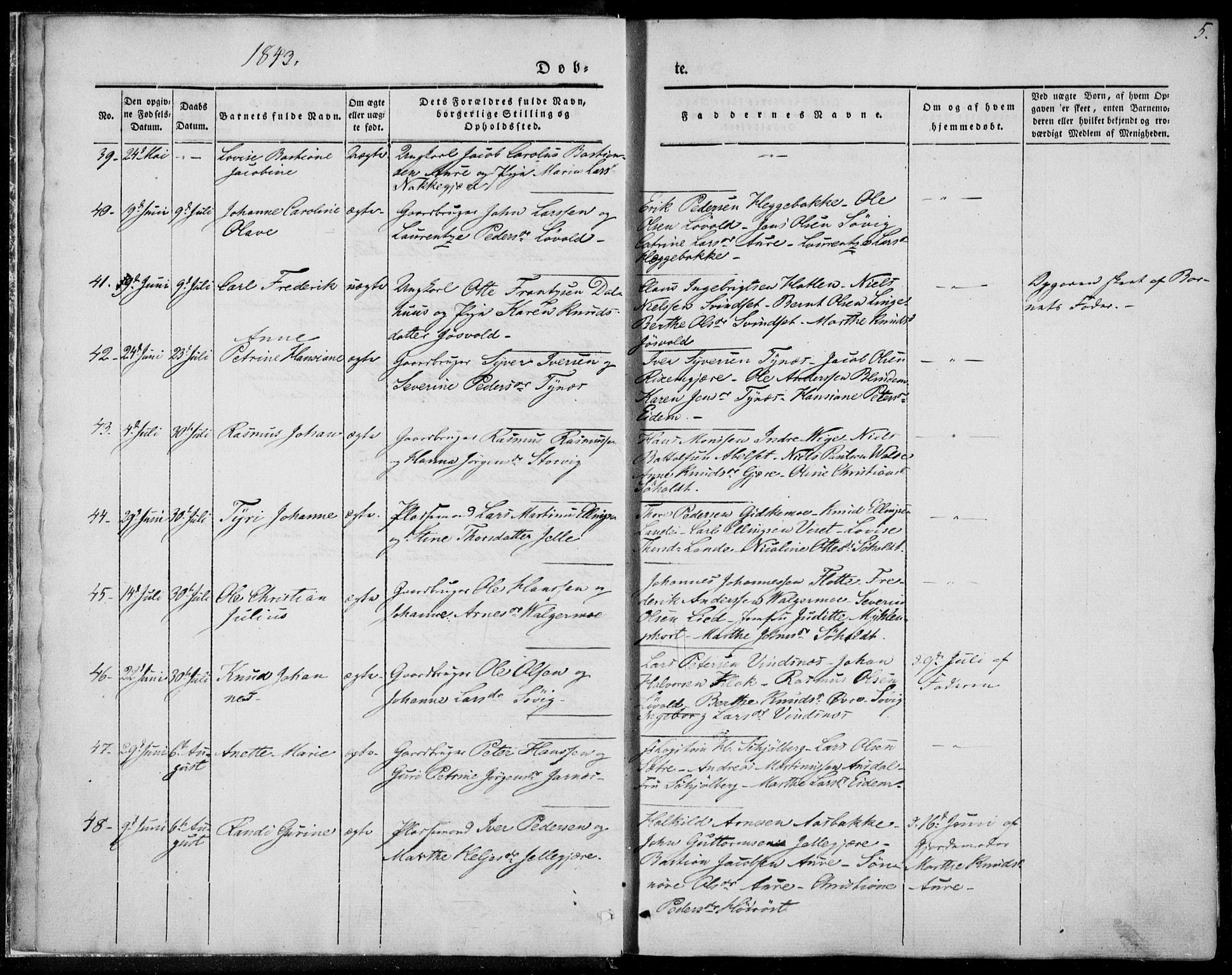 Ministerialprotokoller, klokkerbøker og fødselsregistre - Møre og Romsdal, SAT/A-1454/522/L0312: Parish register (official) no. 522A07, 1843-1851, p. 5