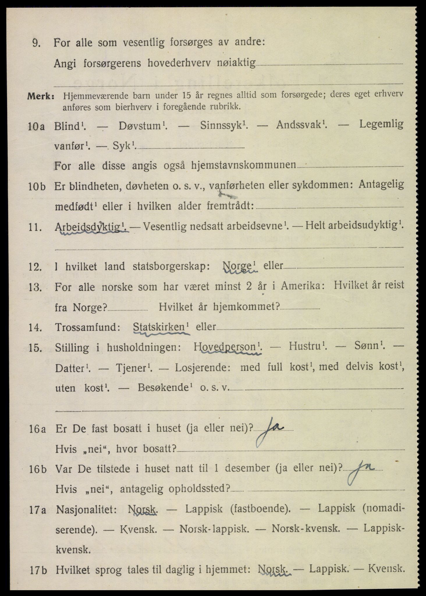 SAT, 1920 census for Sparbu, 1920, p. 4184