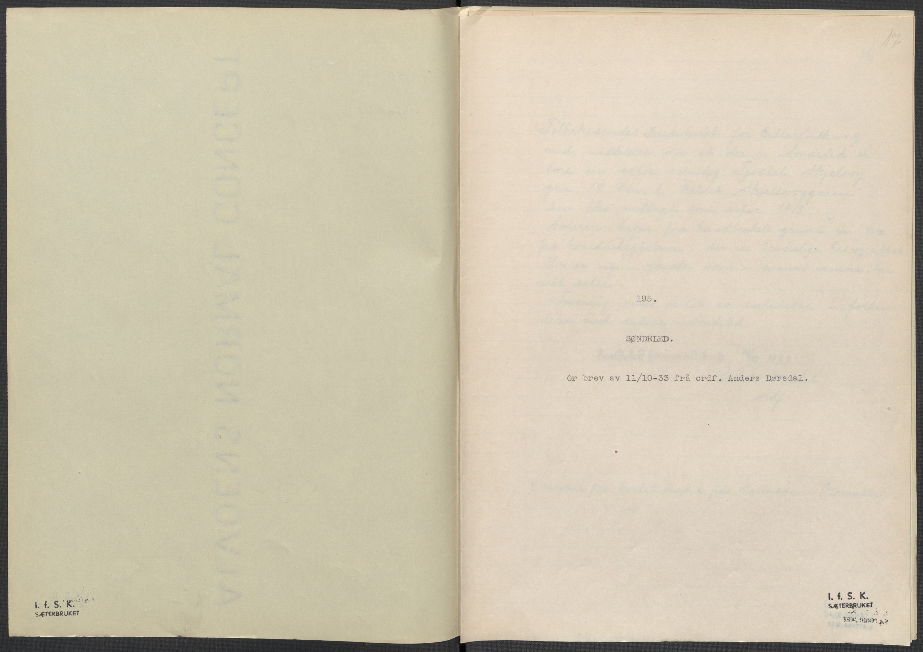 Instituttet for sammenlignende kulturforskning, AV/RA-PA-0424/F/Fc/L0008/0001: Eske B8: / Aust-Agder (perm XIX), 1932-1938, p. 17