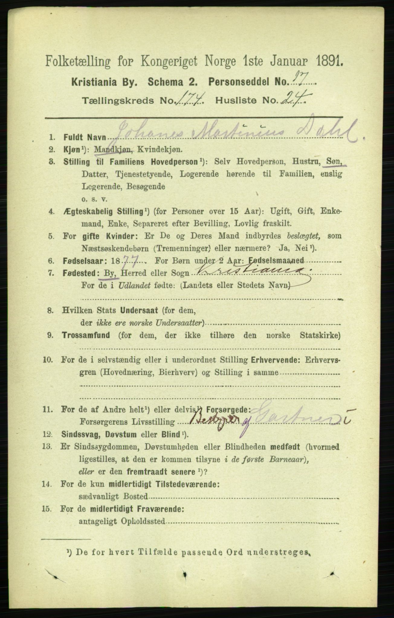 RA, 1891 census for 0301 Kristiania, 1891, p. 104514