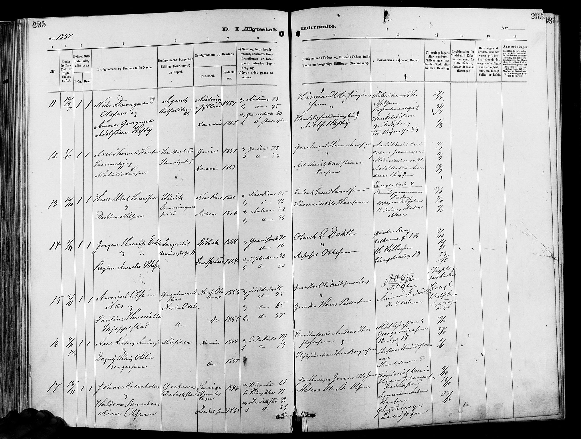 Garnisonsmenigheten Kirkebøker, AV/SAO-A-10846/F/Fa/L0012: Parish register (official) no. 12, 1880-1893, p. 235