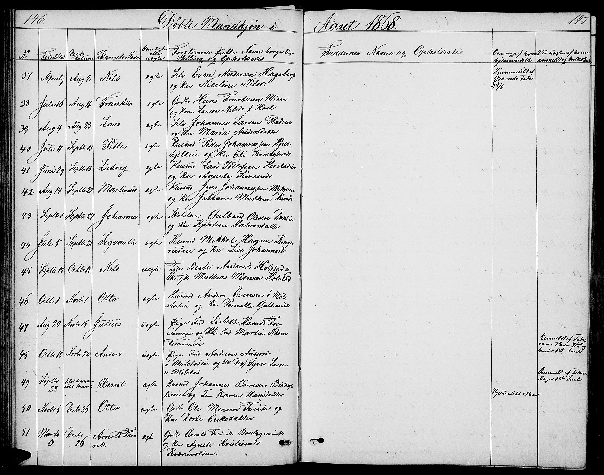 Nes prestekontor, Hedmark, AV/SAH-PREST-020/L/La/L0005: Parish register (copy) no. 5, 1852-1889, p. 146-147