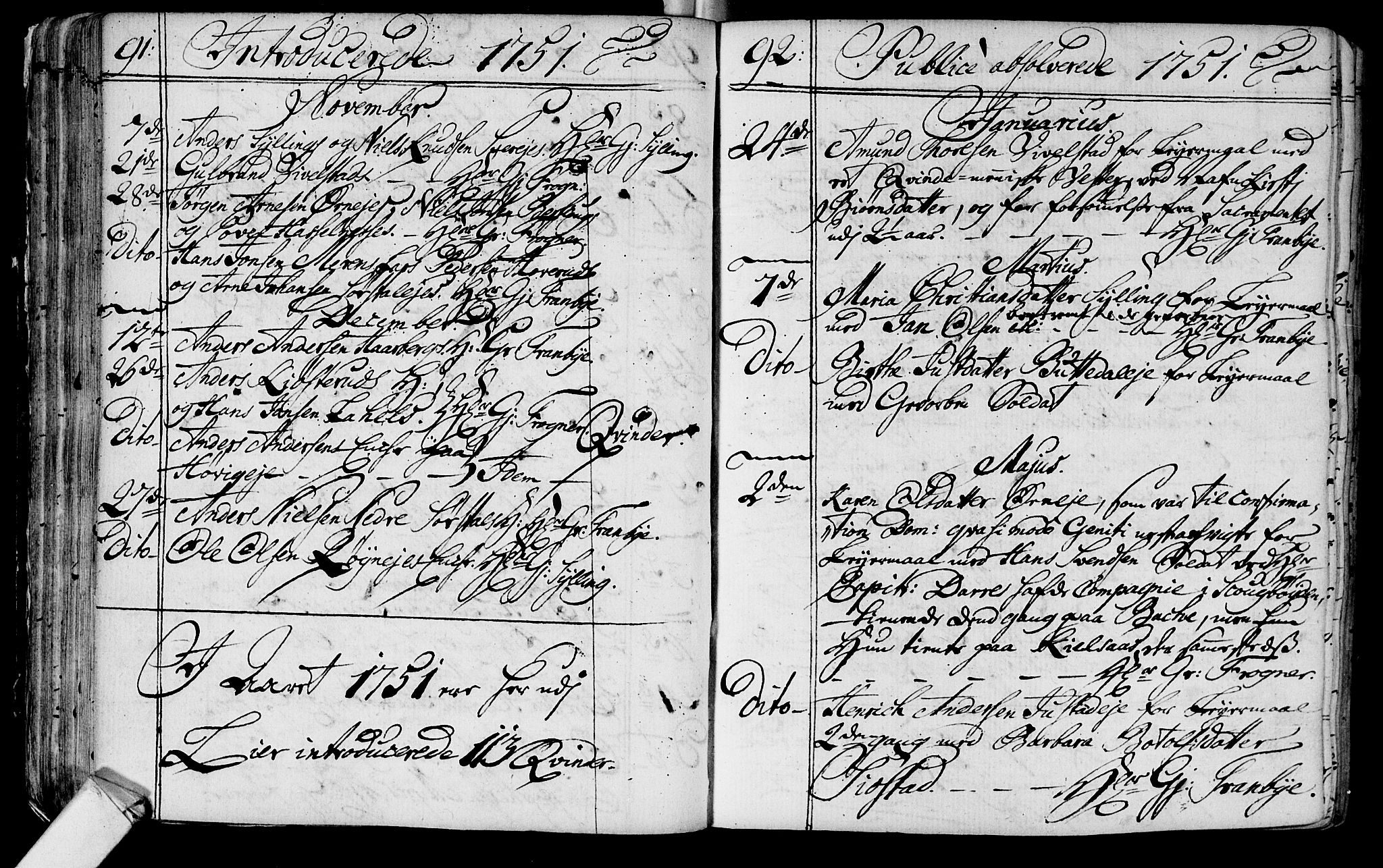 Lier kirkebøker, SAKO/A-230/F/Fa/L0004: Parish register (official) no. I 4, 1749-1764, p. 91-92
