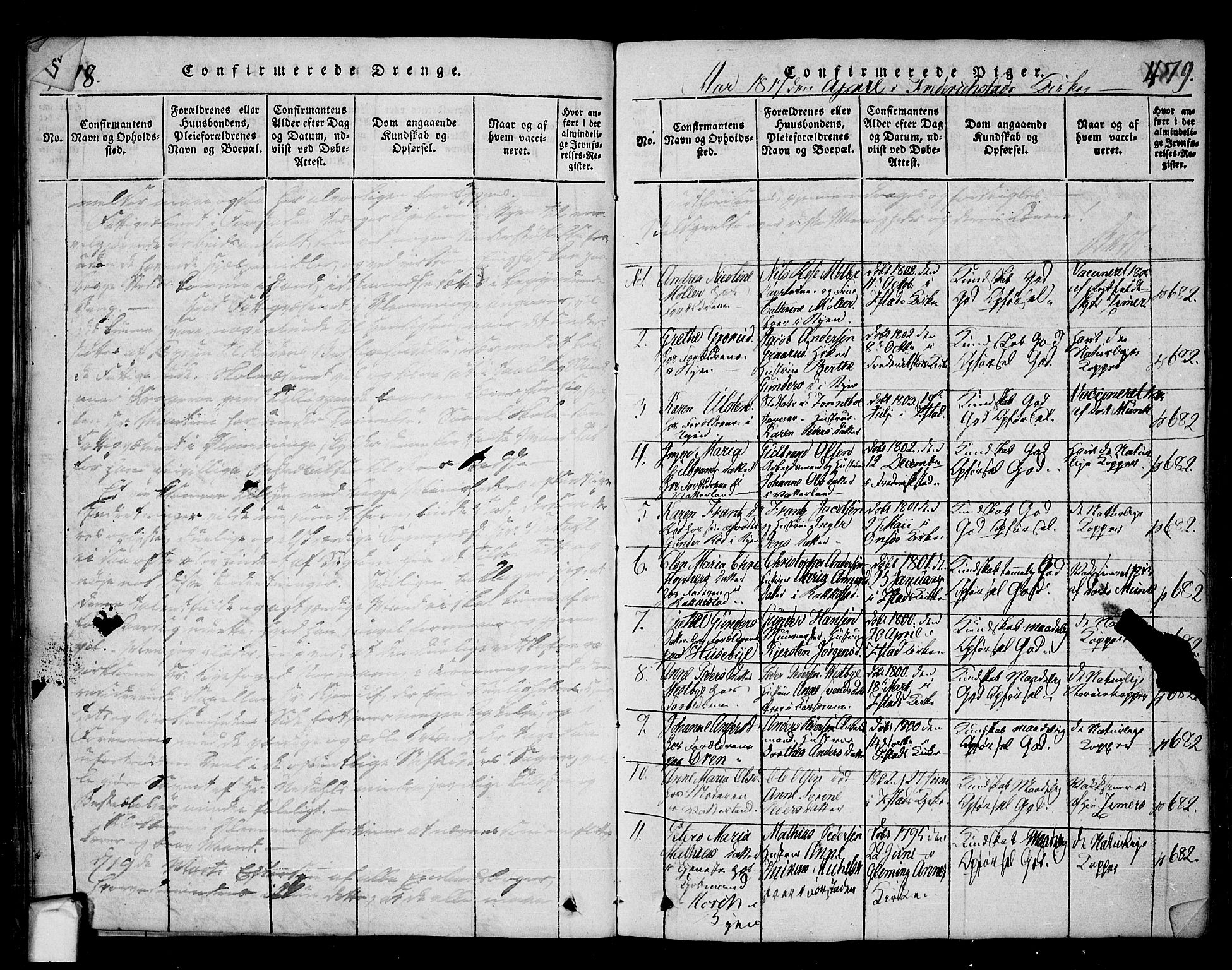 Fredrikstad prestekontor Kirkebøker, SAO/A-11082/F/Fa/L0004: Parish register (official) no. 4, 1816-1834, p. 478-479