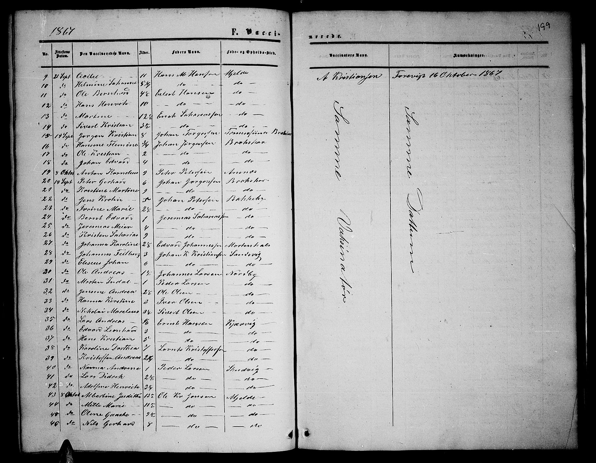 Balsfjord sokneprestembete, SATØ/S-1303/G/Ga/L0001klokker: Parish register (copy) no. 1, 1856-1869, p. 199