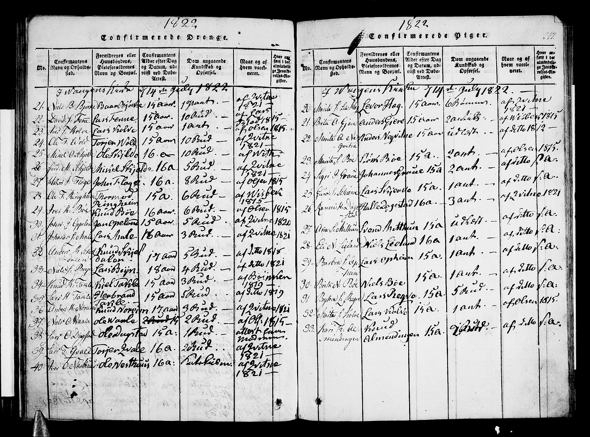 Voss sokneprestembete, SAB/A-79001/H/Haa: Parish register (official) no. A 11, 1816-1827, p. 247