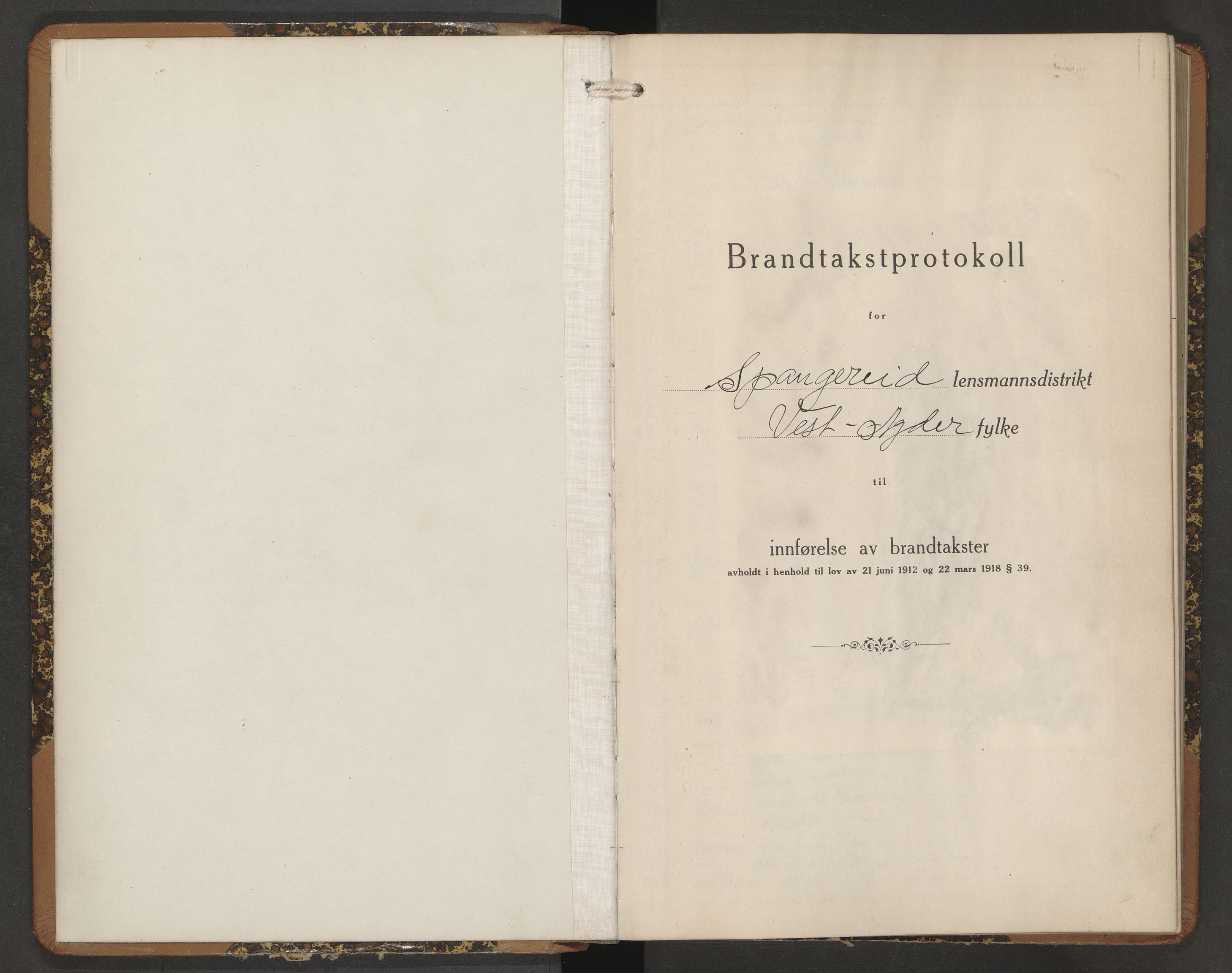 Norges Brannkasse Spangereid, AV/SAK-2241-0045/F/Fa/L0008: Branntakstprotokoll nr. 8, 1931-1935