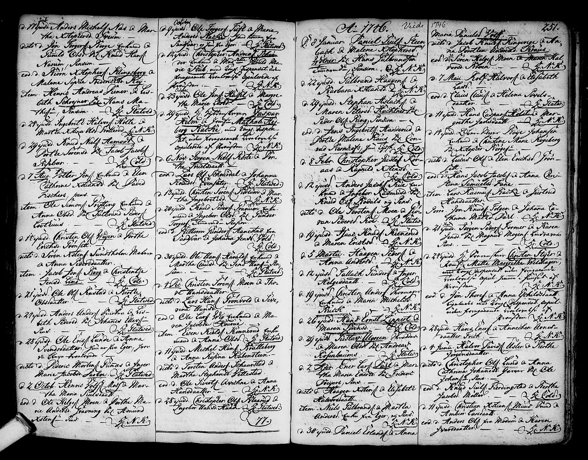 Kongsberg kirkebøker, SAKO/A-22/F/Fa/L0003: Parish register (official) no. I 3, 1744-1755, p. 251