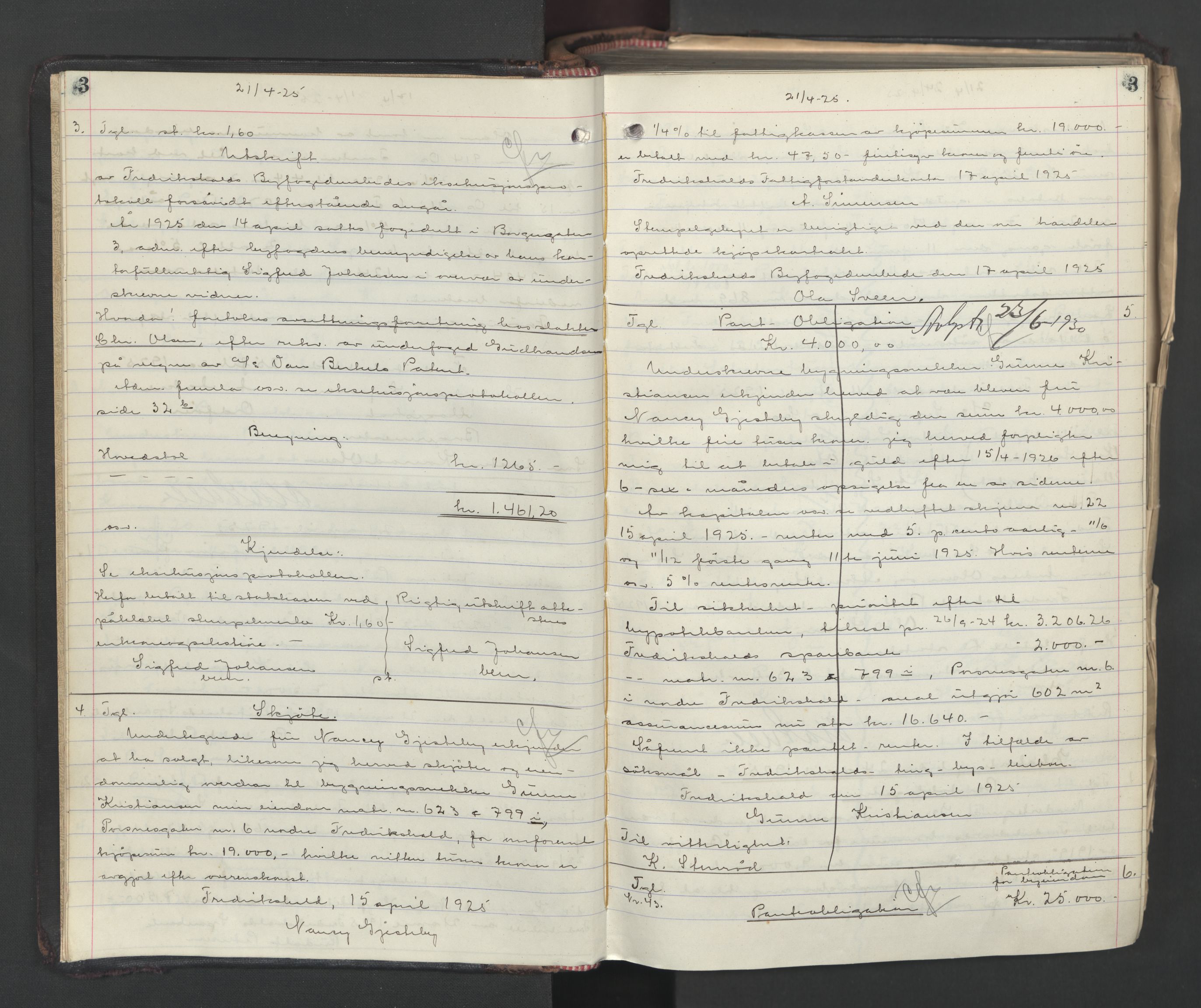 Halden byfogd, AV/SAO-A-10865/G/Gb/L0015: Mortgage book no. 15, 1925-1931, p. 3