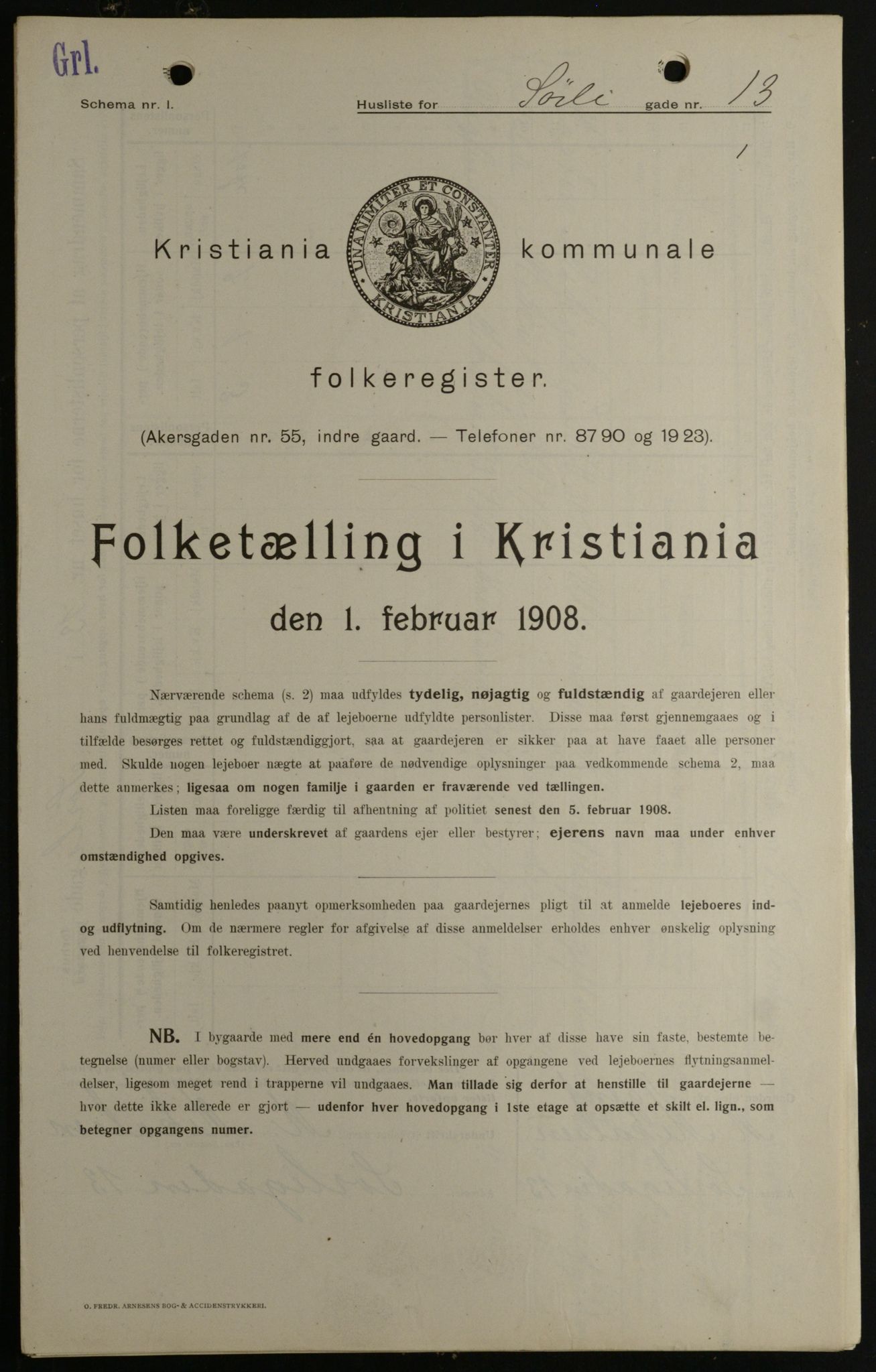 OBA, Municipal Census 1908 for Kristiania, 1908, p. 95683