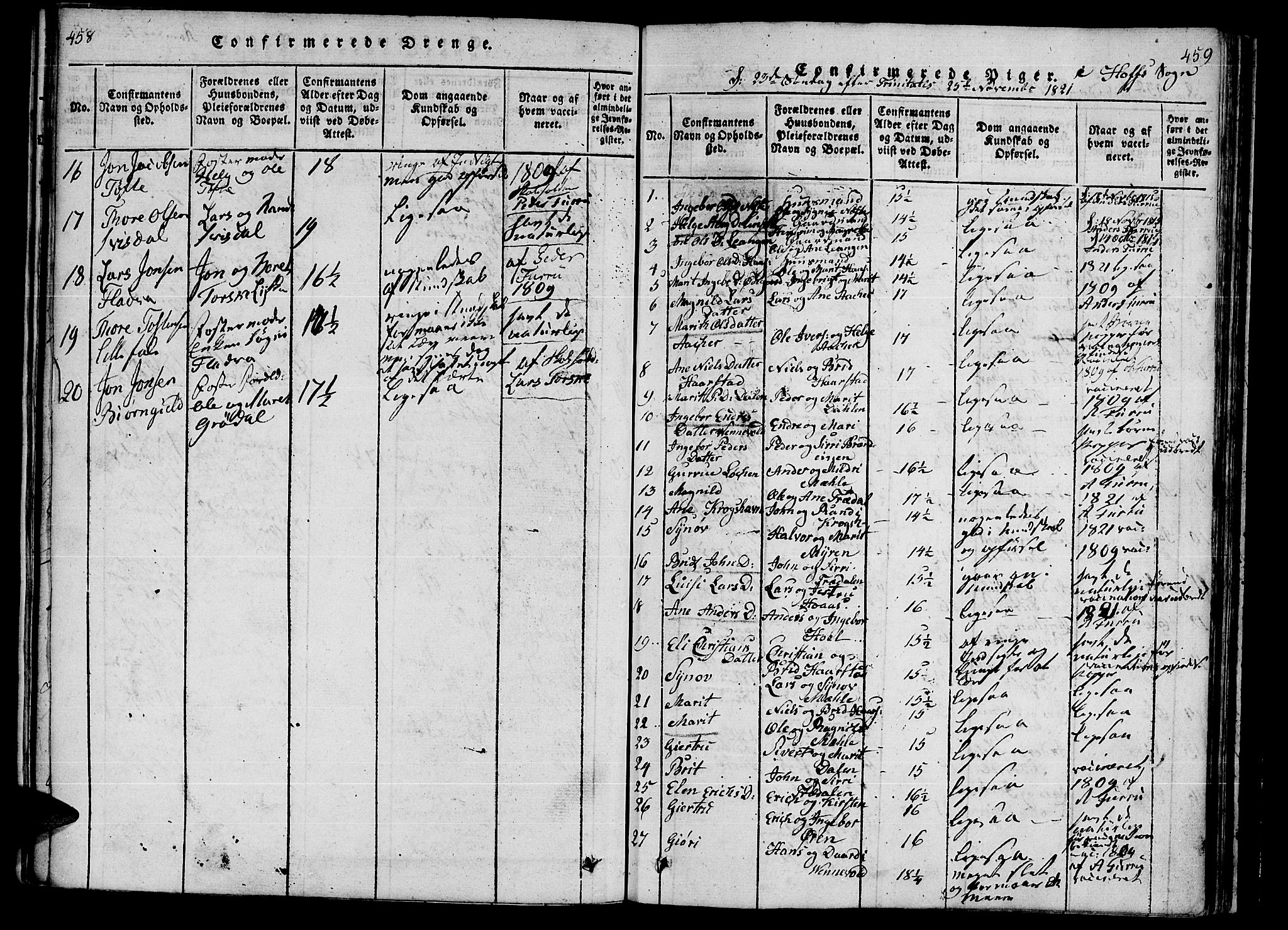 Ministerialprotokoller, klokkerbøker og fødselsregistre - Møre og Romsdal, AV/SAT-A-1454/590/L1009: Parish register (official) no. 590A03 /1, 1819-1832, p. 458-459