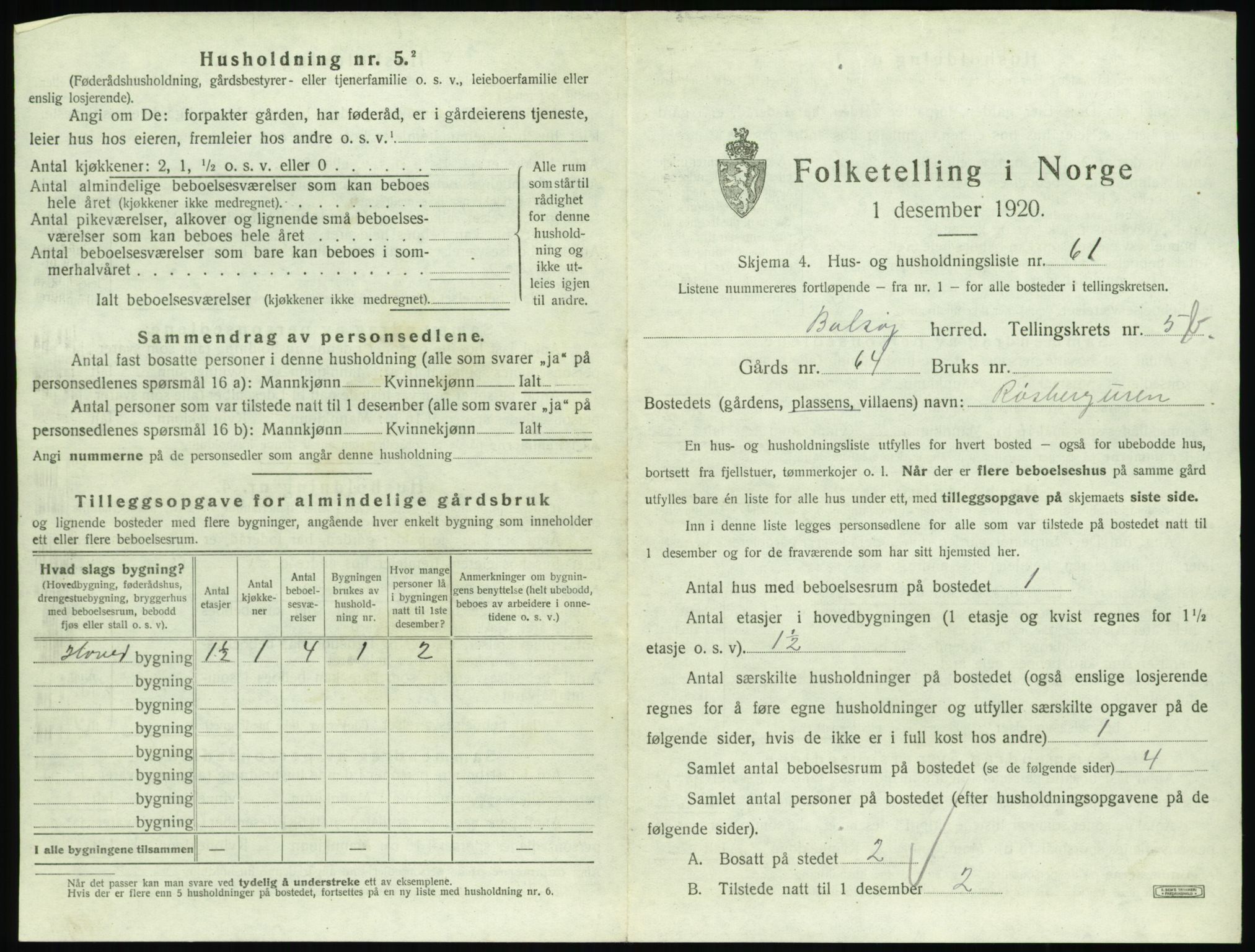 SAT, 1920 census for Bolsøy, 1920, p. 1021