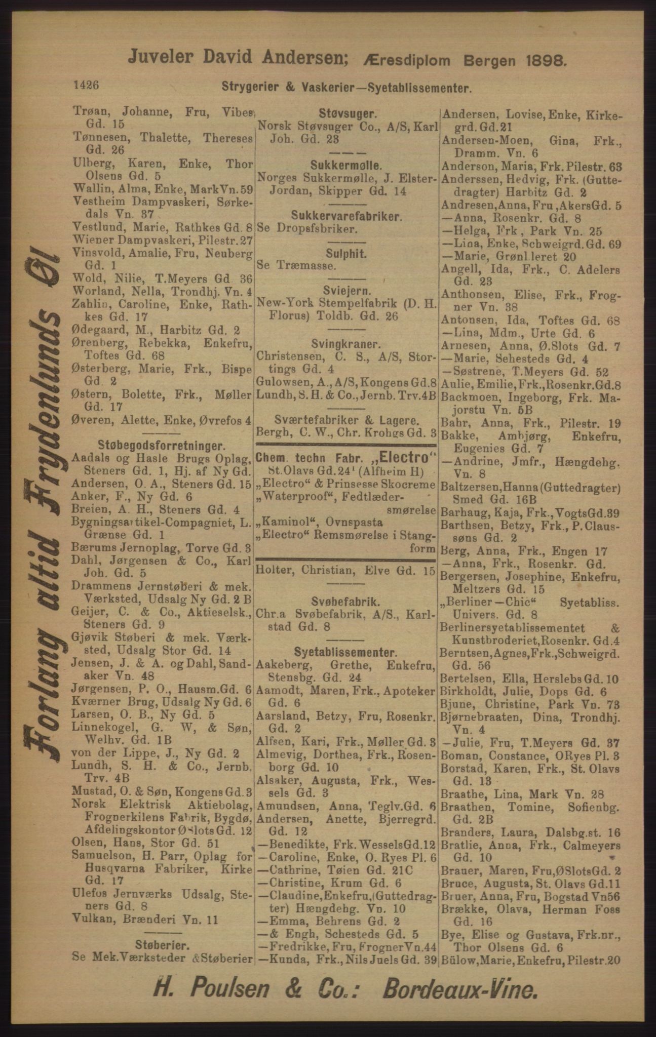 Kristiania/Oslo adressebok, PUBL/-, 1905, p. 1426