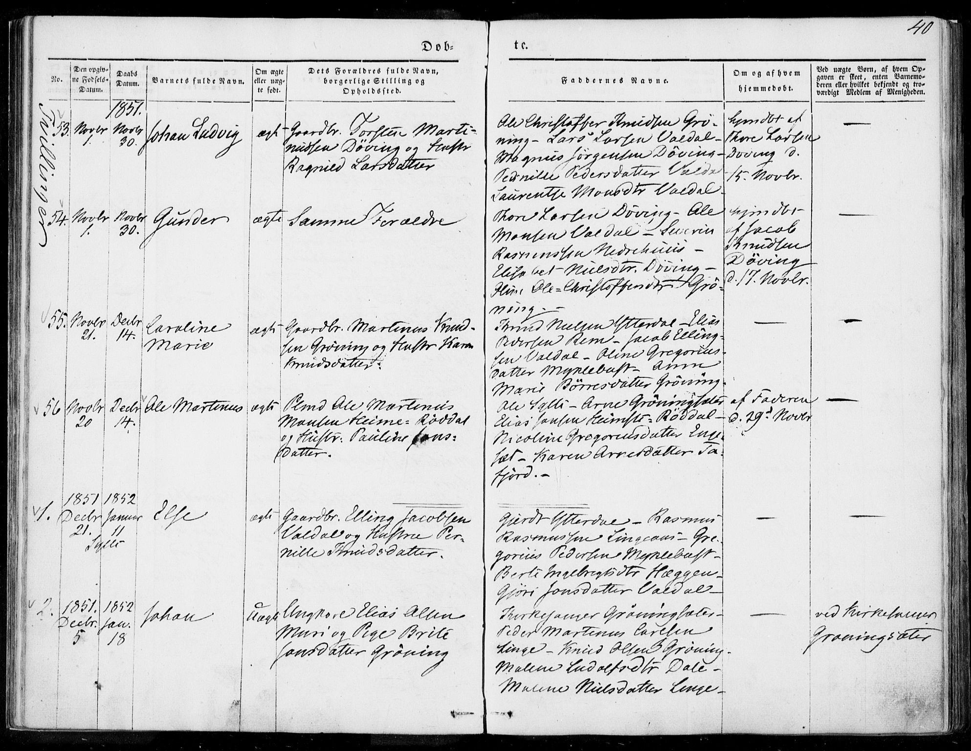 Ministerialprotokoller, klokkerbøker og fødselsregistre - Møre og Romsdal, SAT/A-1454/519/L0249: Parish register (official) no. 519A08, 1846-1868, p. 40