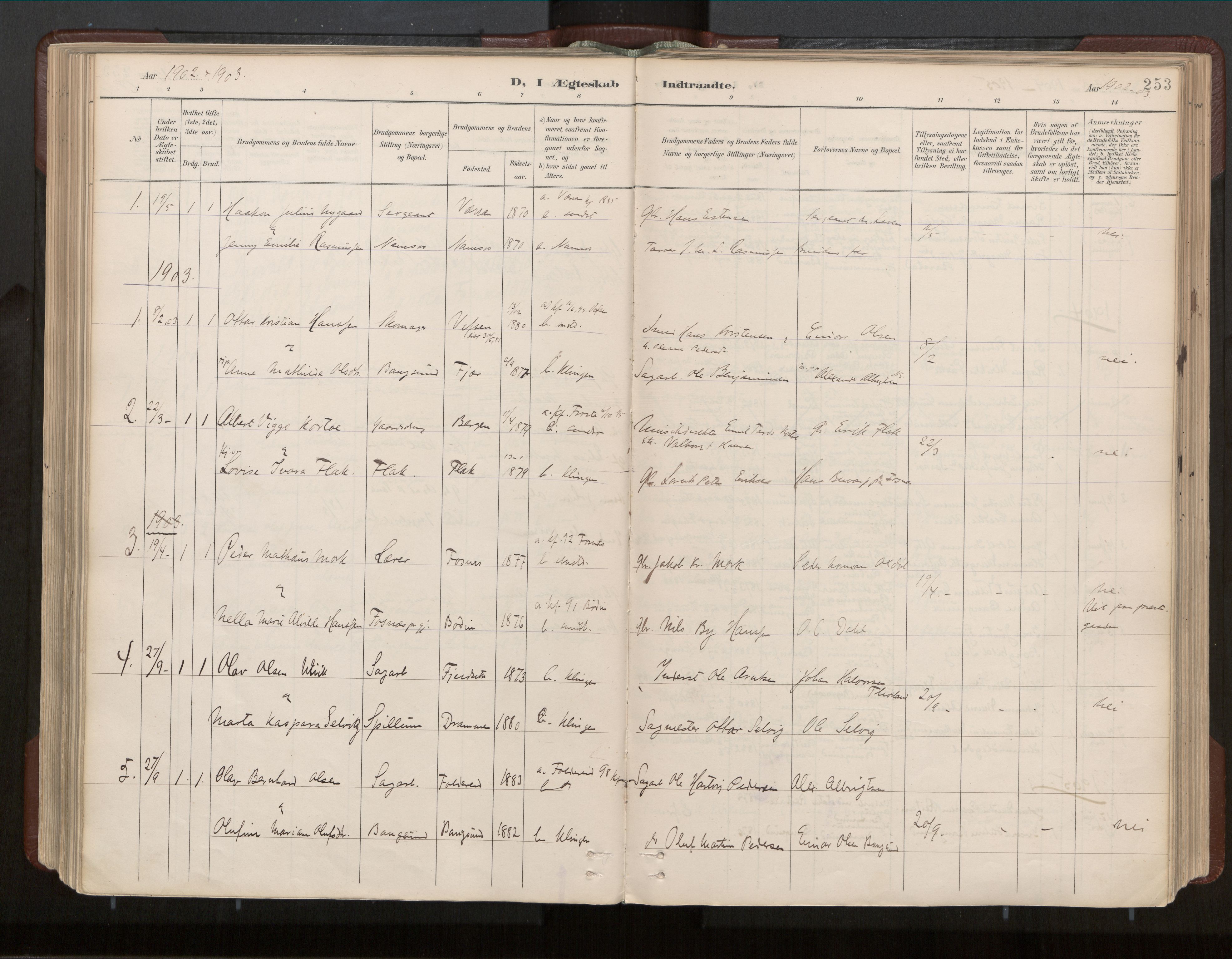 Ministerialprotokoller, klokkerbøker og fødselsregistre - Nord-Trøndelag, SAT/A-1458/770/L0589: Parish register (official) no. 770A03, 1887-1929, p. 253