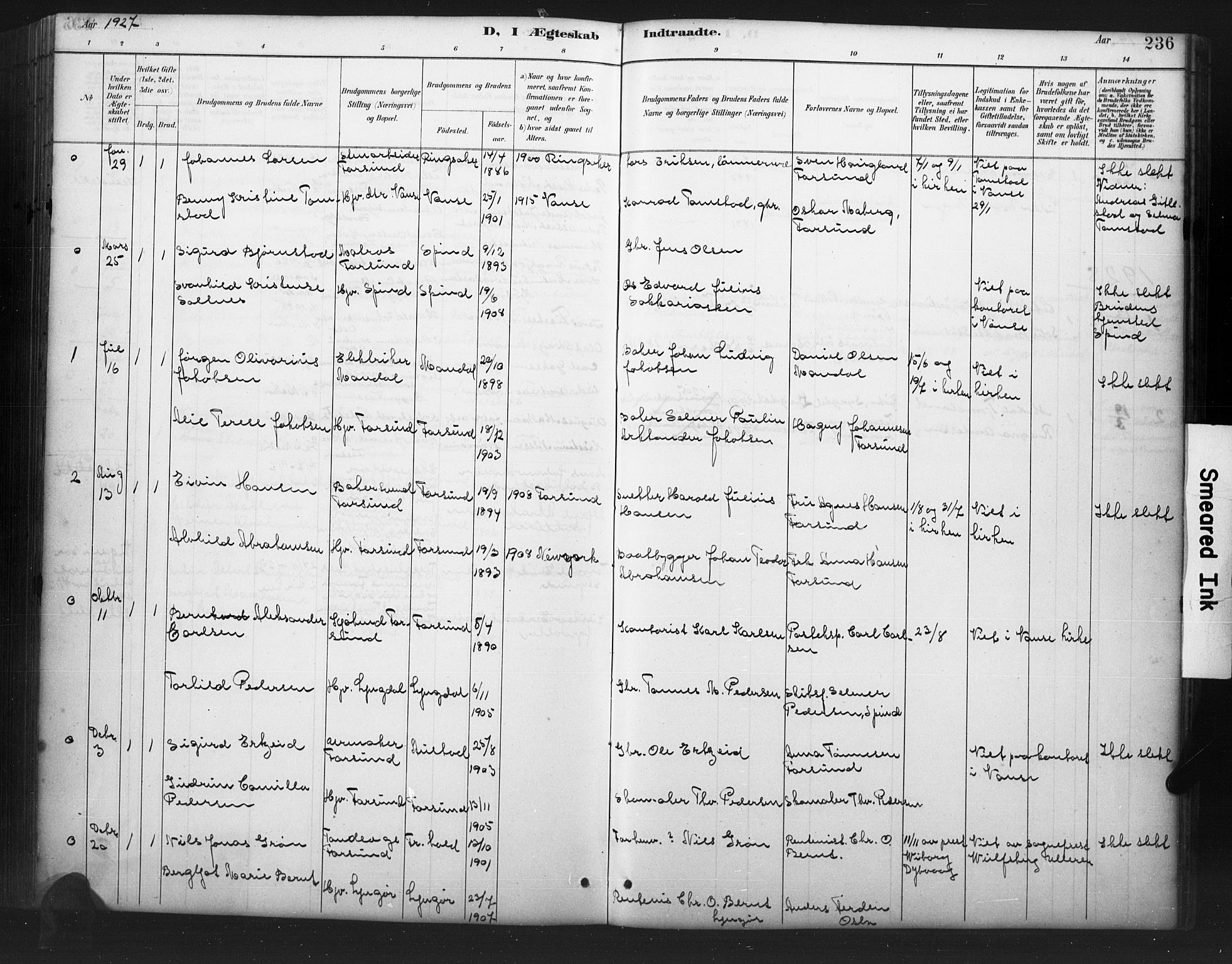 Farsund sokneprestkontor, AV/SAK-1111-0009/F/Fb/L0001: Parish register (copy) no. B 1, 1886-1931, p. 236