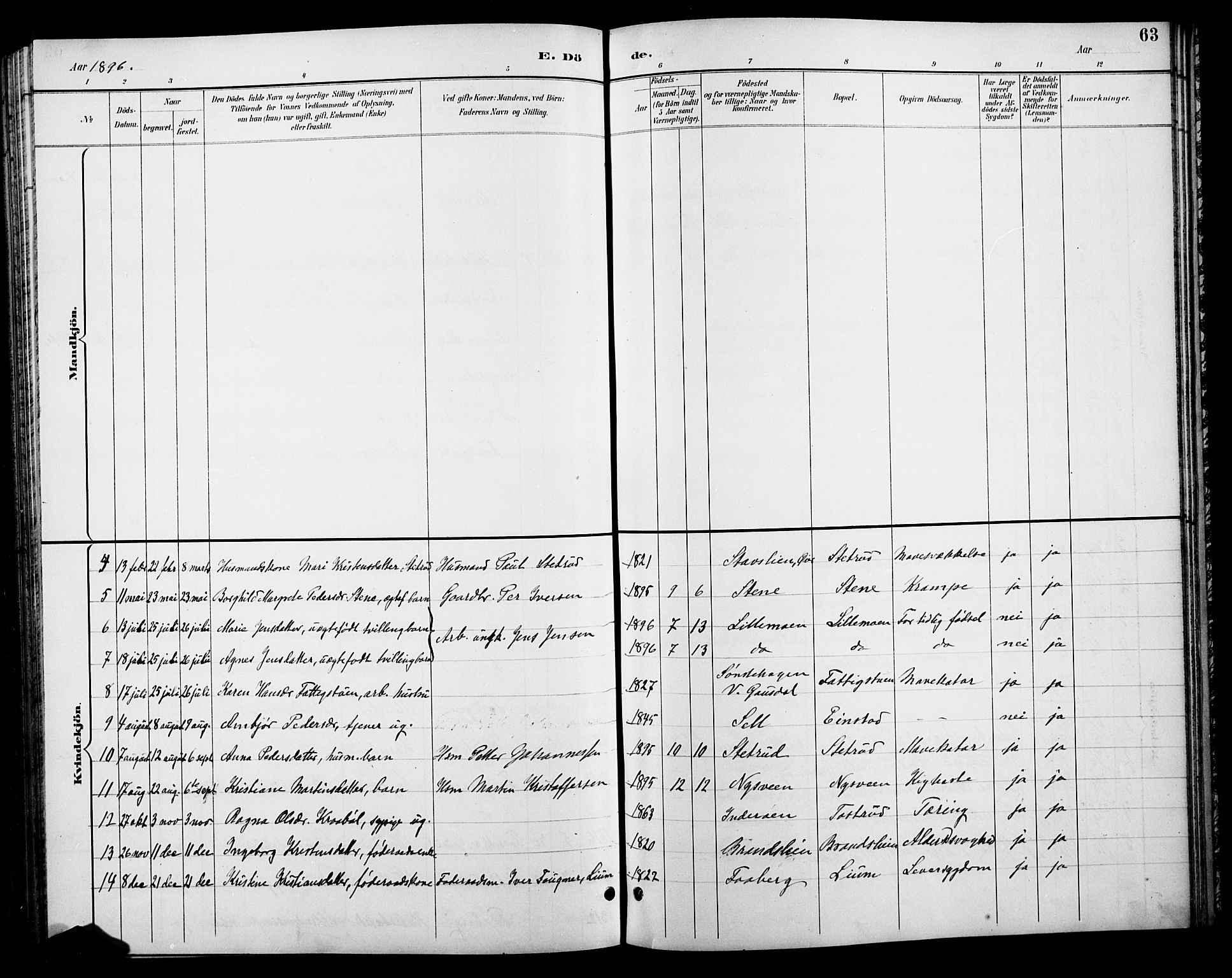 Østre Gausdal prestekontor, SAH/PREST-092/H/Ha/Hab/L0003: Parish register (copy) no. 3, 1894-1915, p. 63