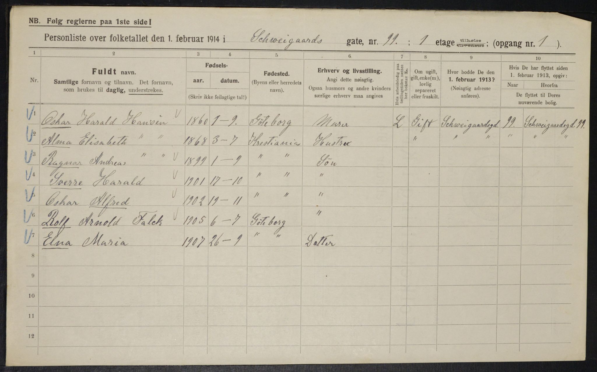 OBA, Municipal Census 1914 for Kristiania, 1914, p. 92471