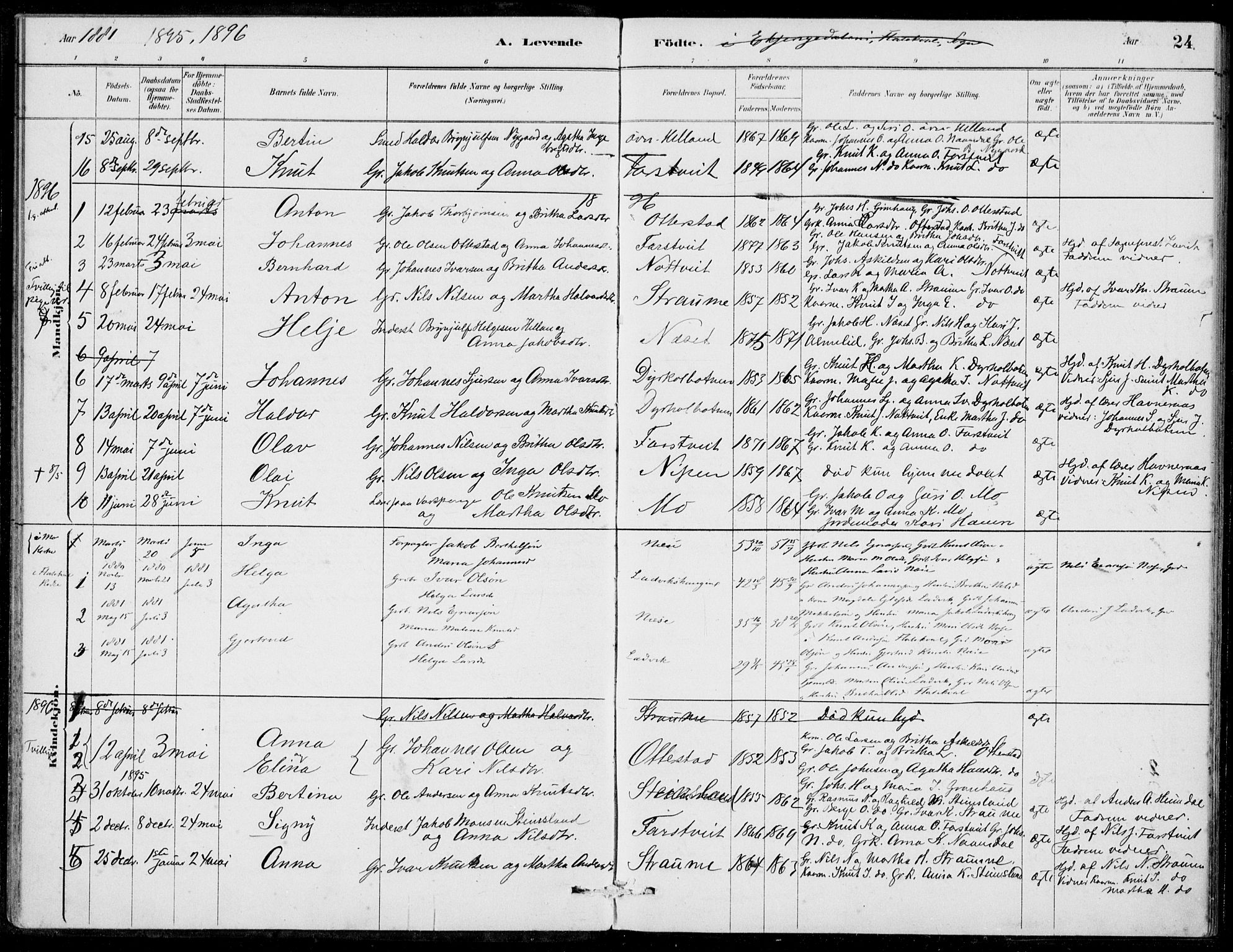 Hosanger sokneprestembete, SAB/A-75801/H/Haa: Parish register (official) no. C  1, 1880-1900, p. 24