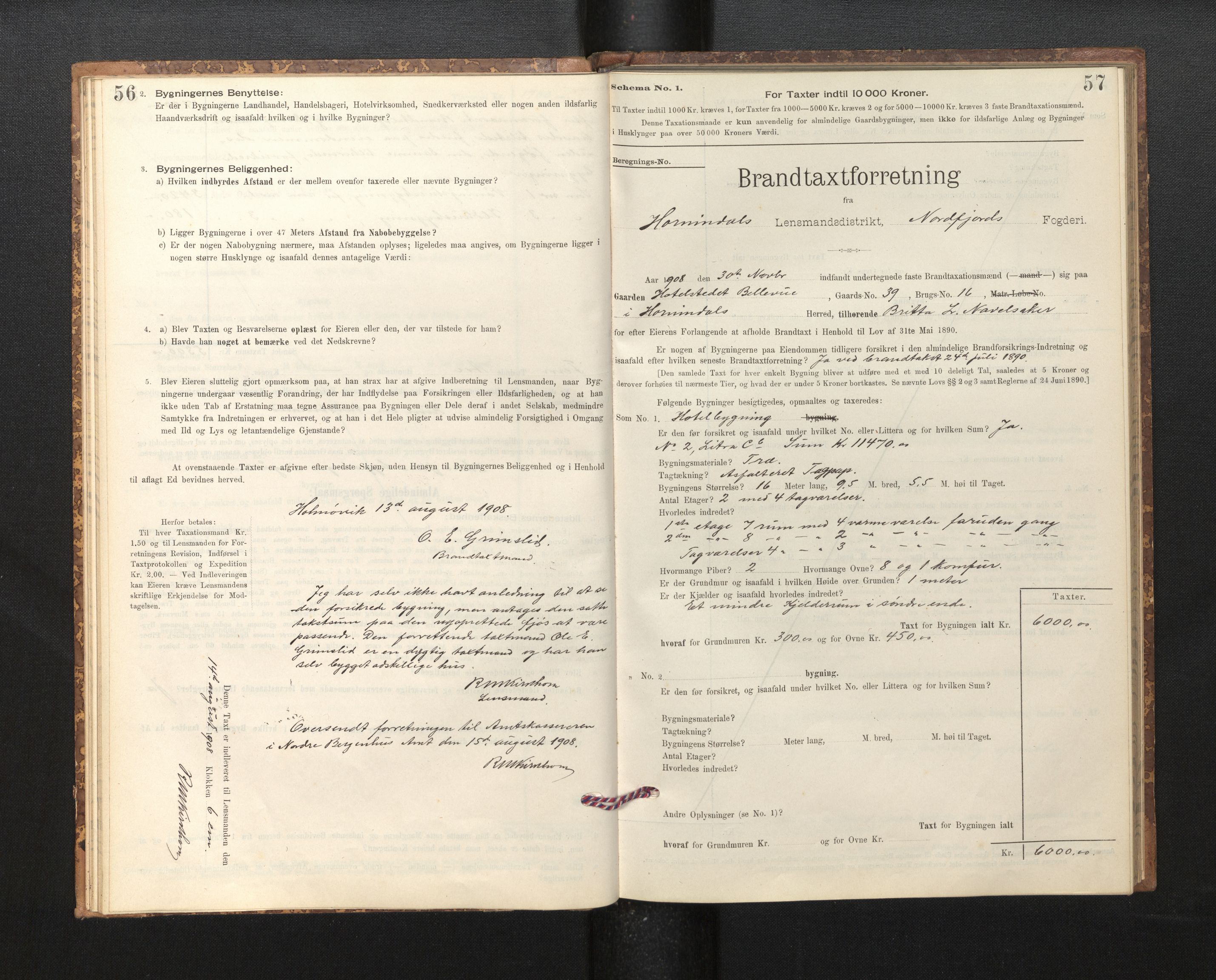 Lensmannen i Hornindal, SAB/A-28201/0012/L0001: Branntakstprotokoll, skjematakst, 1895-1951, p. 56-57